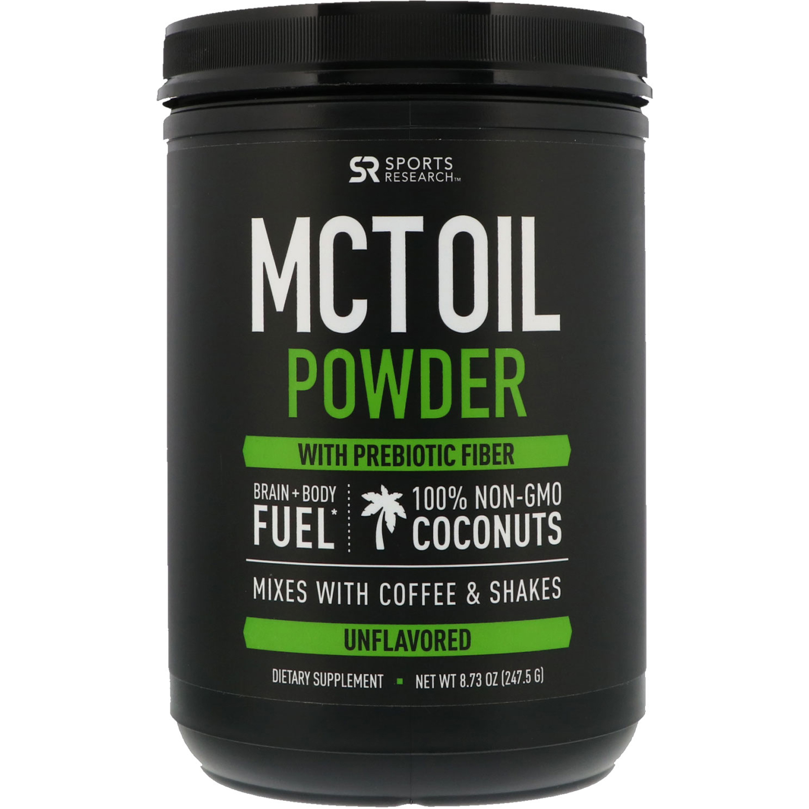 Sports Research, Pó de Óleo MCT com Fibra Prebiótica, sem sabor, 8,73 onças (247,5 g)
