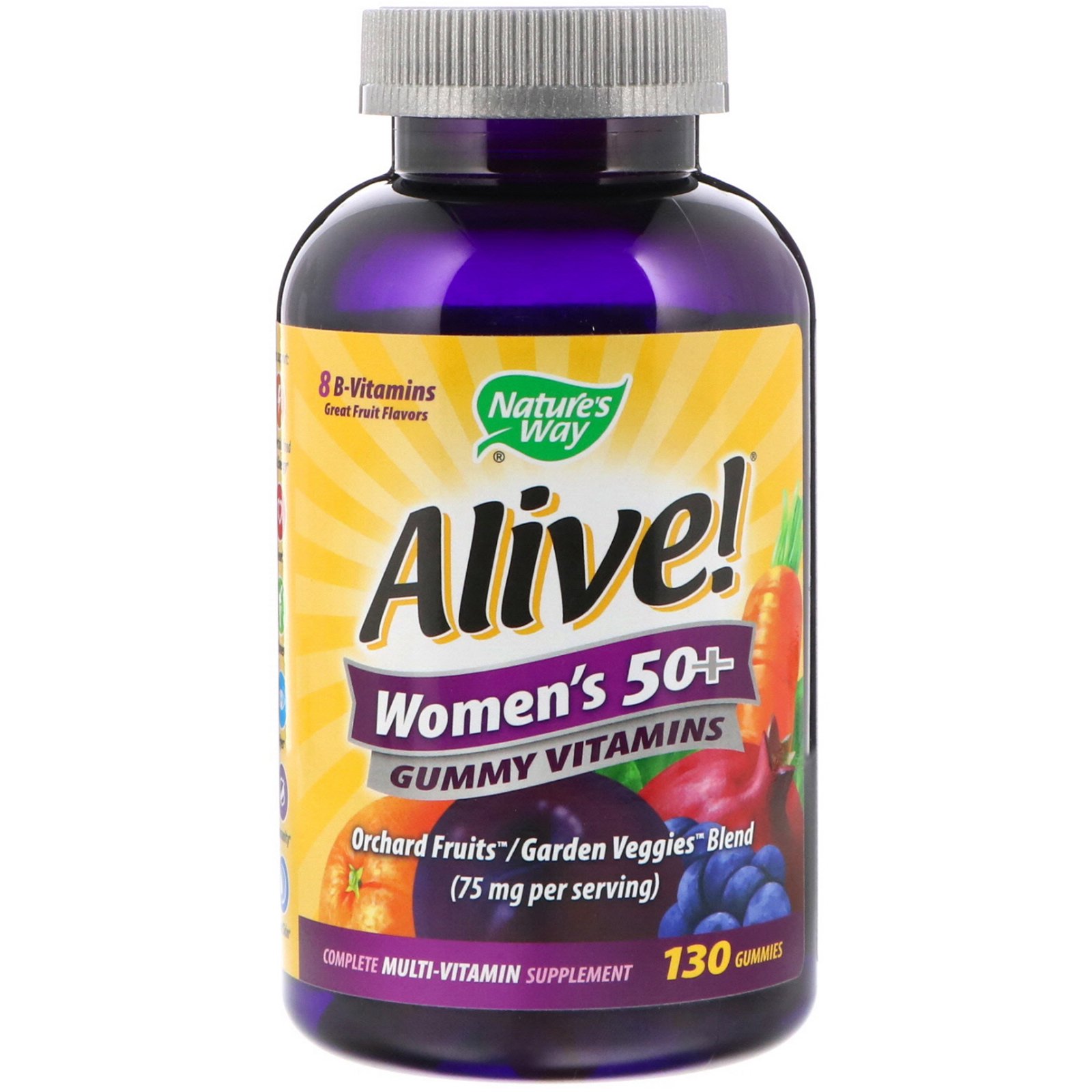 Nature's Way, Alive! Vitaminas em Gomas para Mulheres Acima dos 50, Excelente Sabor de Frutas, 130 Gomas