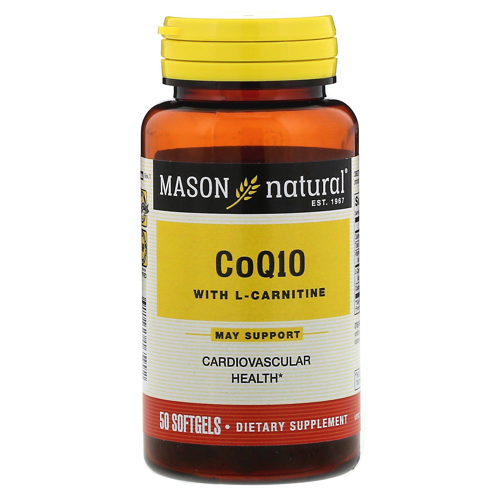 Mason Natural, CoQ10 com L-Carnitina, 60 Cápsulas Gelatinosas