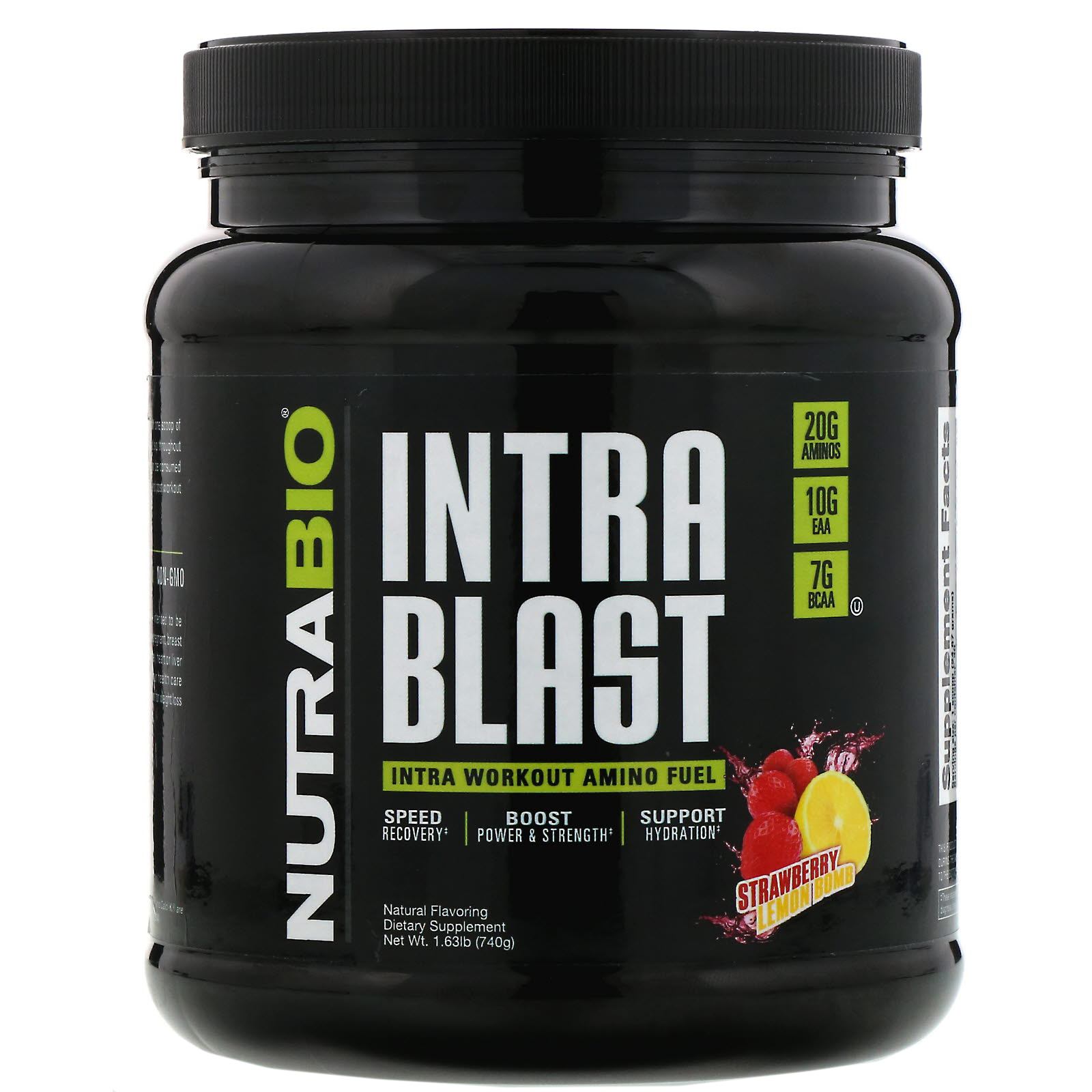 NutraBio Labs, Intra Blast, Abastecimento de Aminoácidos Intraexercício, Explosão de Morango e Limão, 740 g (1,63 lb)