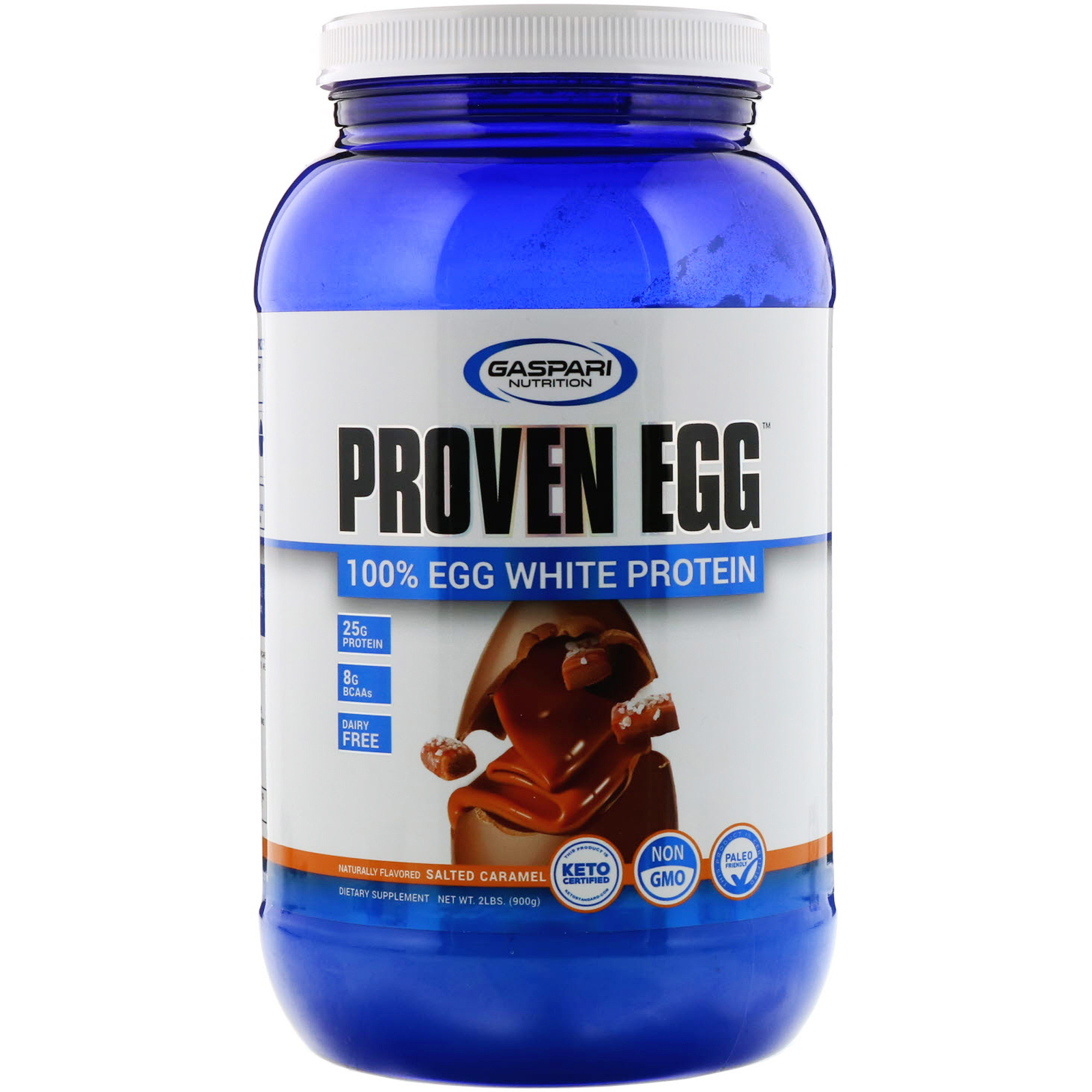 Gaspari Nutrition, Proven Egg, 100% Proteína de Clara de Ovo, Caramelo Salgado, 2 lb (900 g)