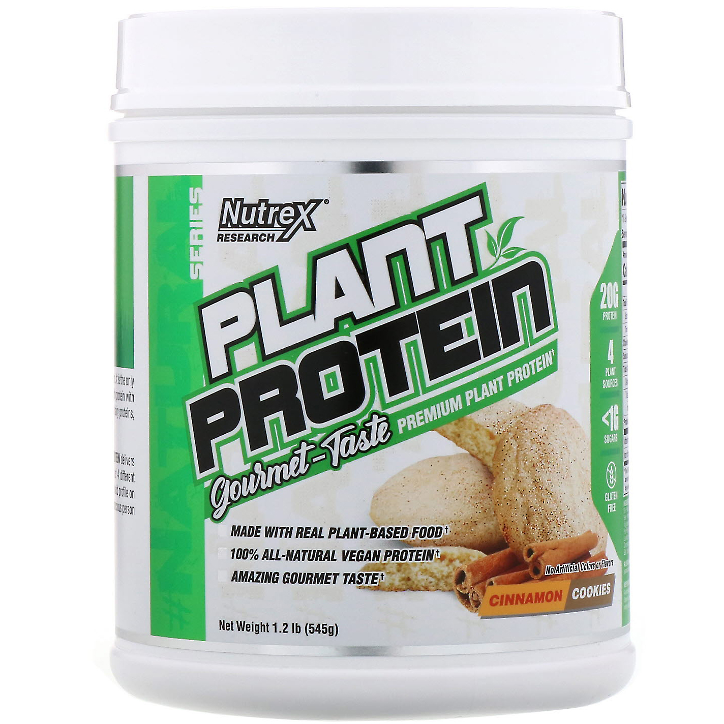 Nutrex Research, Natural Series, Proteína Vegetal, Cookie de Canela, 1,2 lb (545 g)