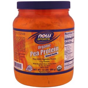 Now Foods, Sports, Proteína de Ervilha Orgânica, Sabor Natural de Baunilha, 680 g (1,5 lb)