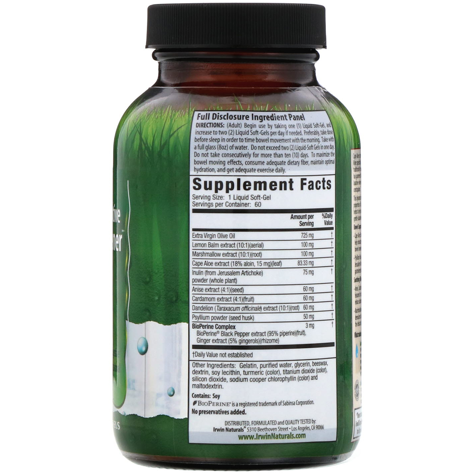 Irwin Naturals, Nature's Laxative Stool-Softner, 60 Liquid Soft-Gels - Imagem 2