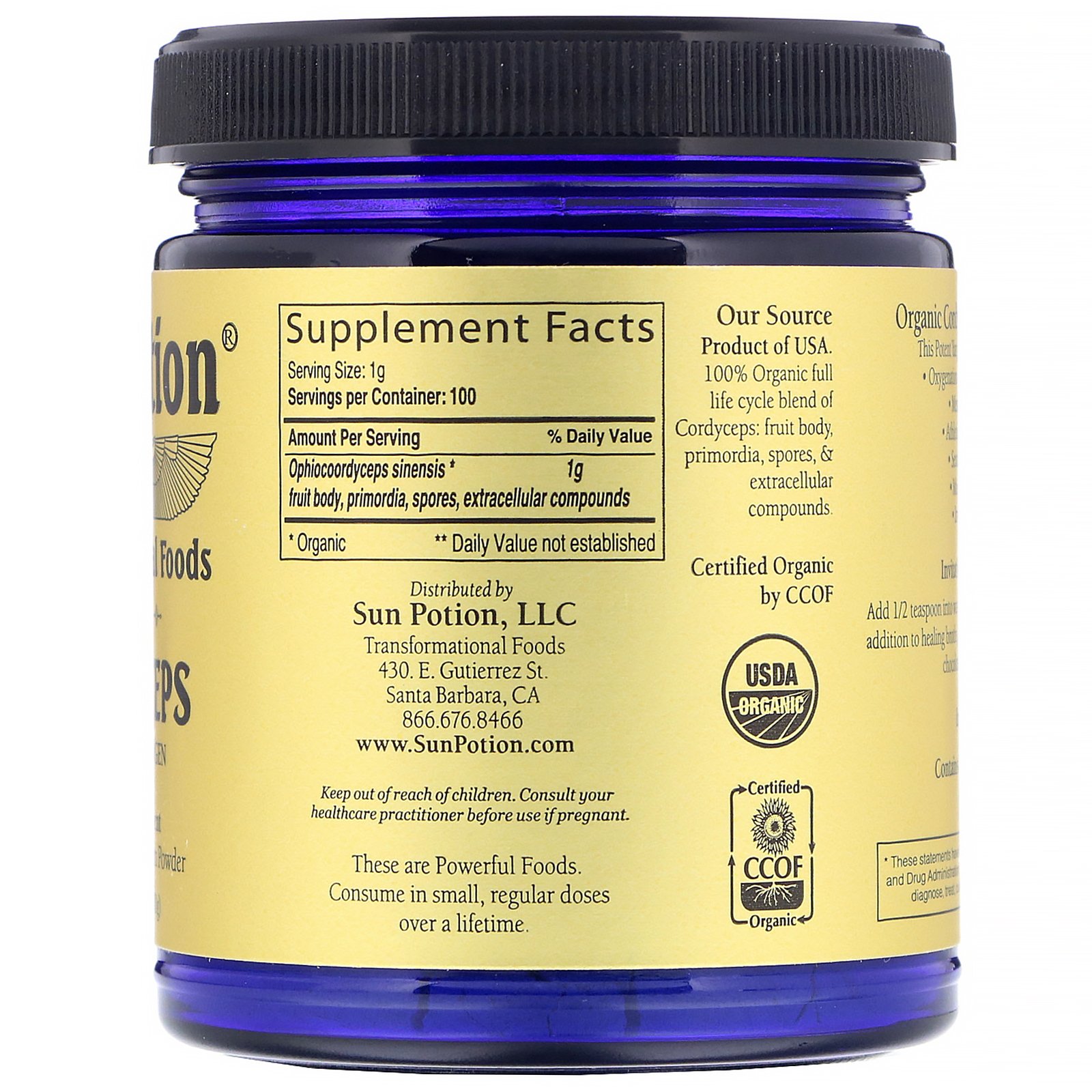 Sun Potion, Cordyceps Orgânico, 100 g (3,5 oz) - Imagem 2