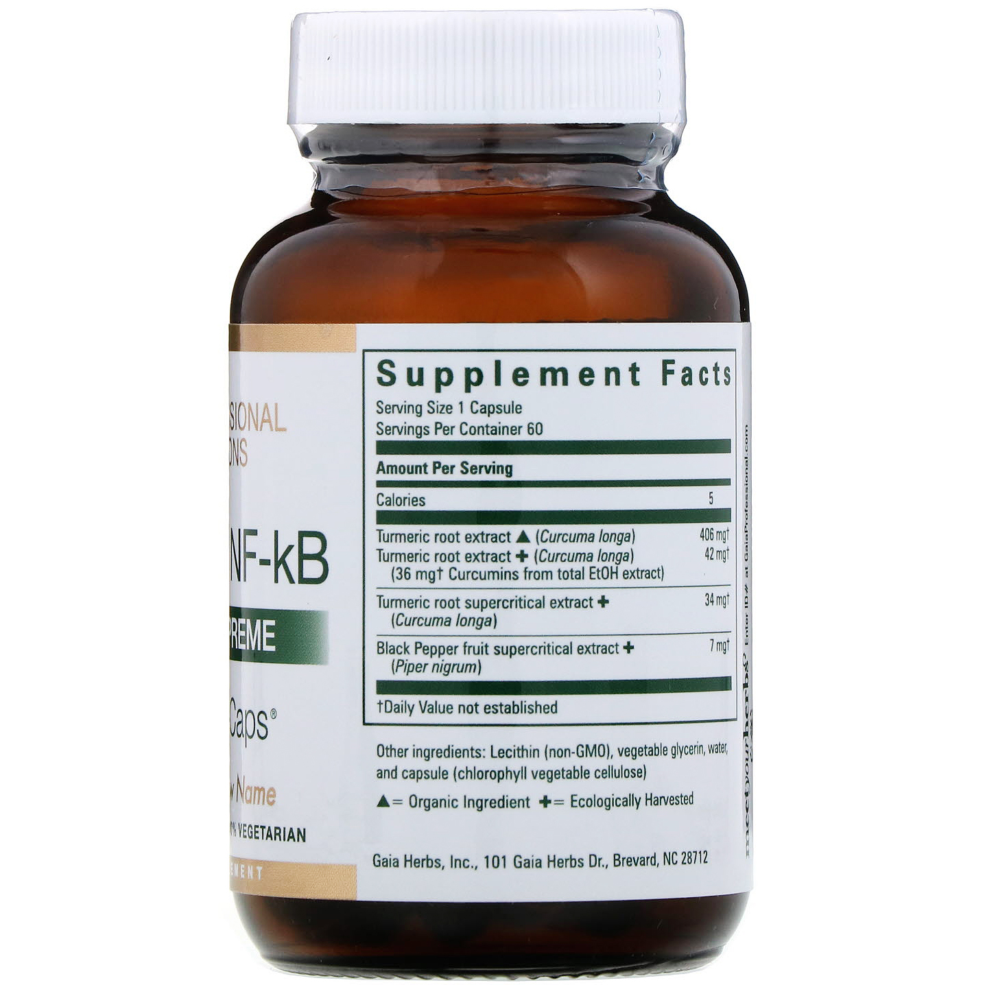 Gaia Herbs Professional Solutions, Curcuma NF-kB, Turmeric Supreme, 60 Liquid-Filled Capsules - Imagem 2