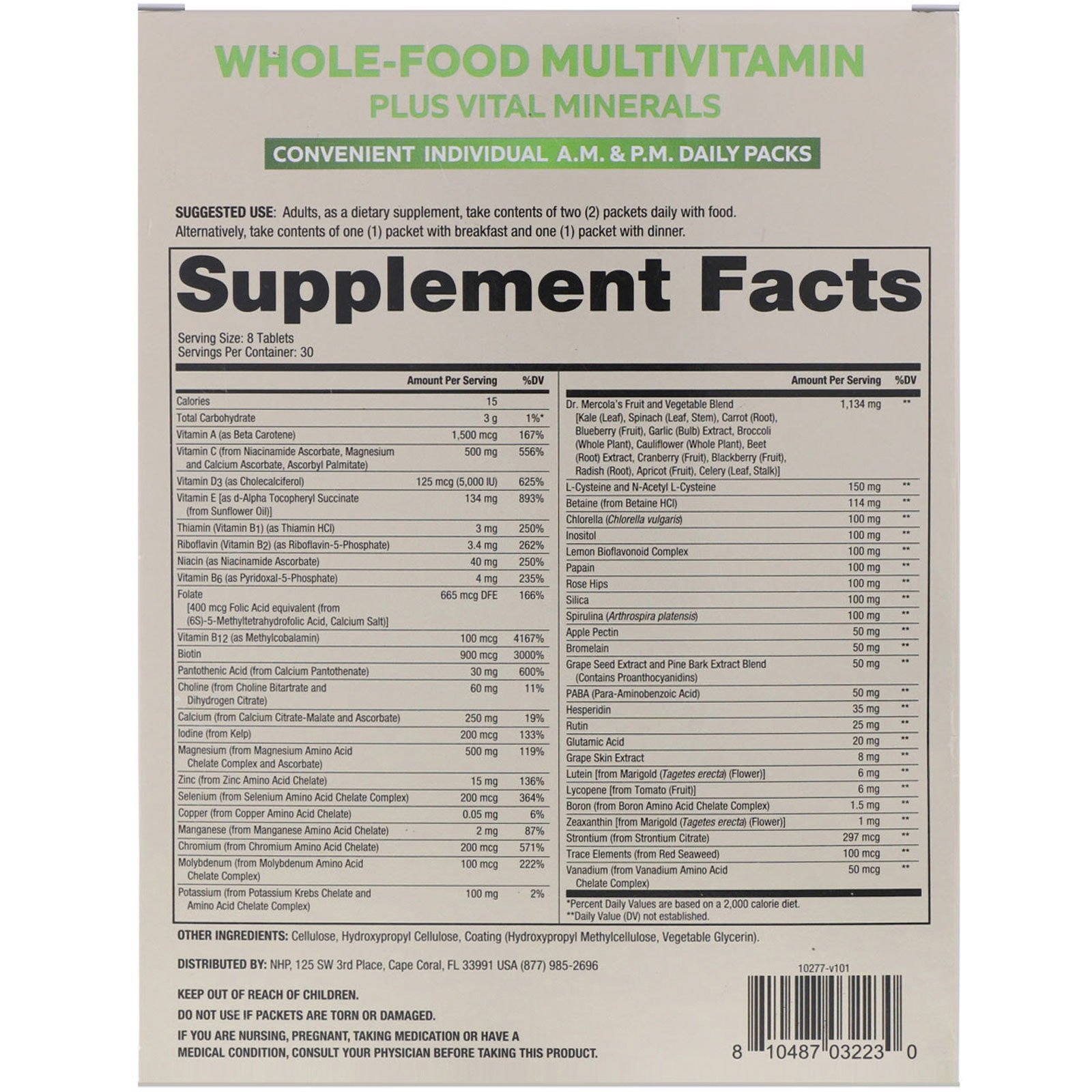 Dr. Mercola, Whole-Food Multivitamin, Manhã e Noite, Embalagens Diárias, 30 Embalagens Duplas - Imagem 2