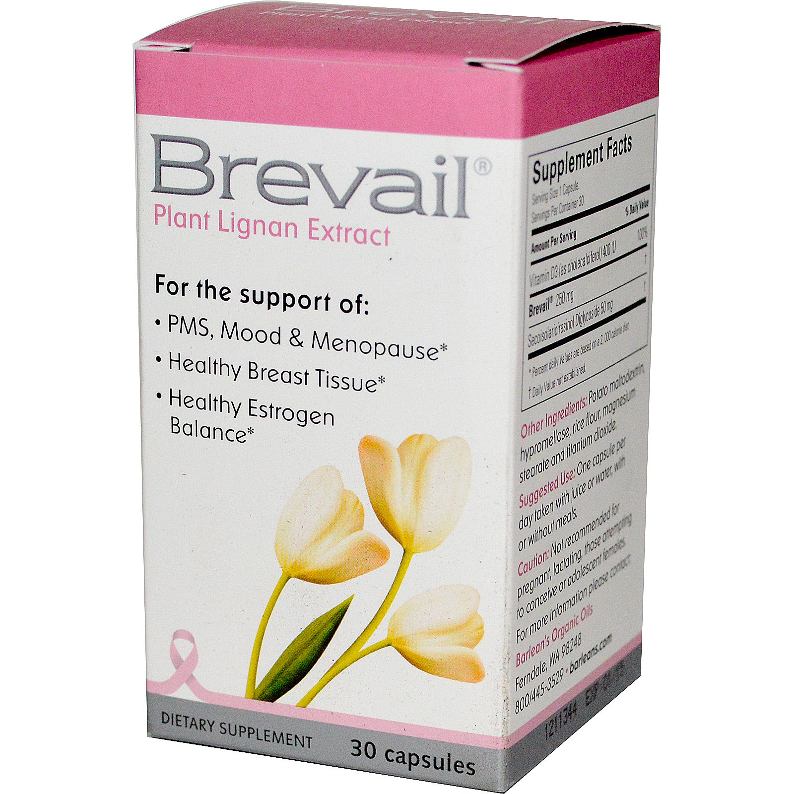 Barlean's, Extrato de Lignana de Planta Brevail, 30 Cápsulas