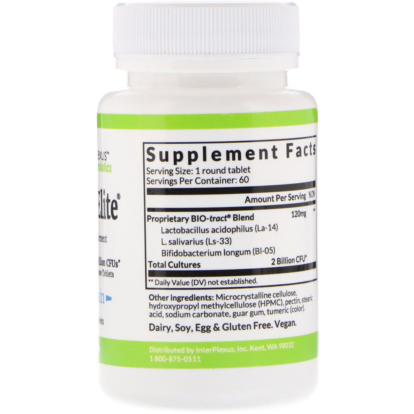 InterPlexus , Flora-Elite, 2 billion CFU's, 60 Round Tablets - Imagem 2