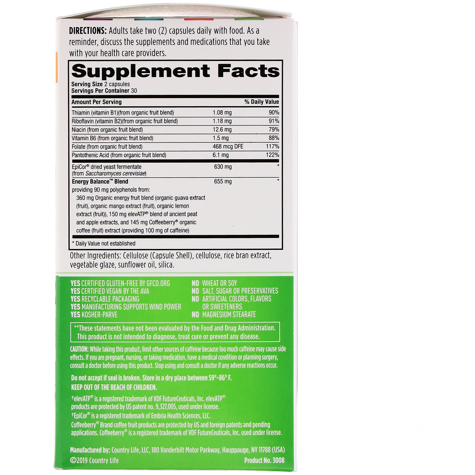 Country Life, Gut Connection, Energy Balance, 60 Vegan Capsules - Imagem 2