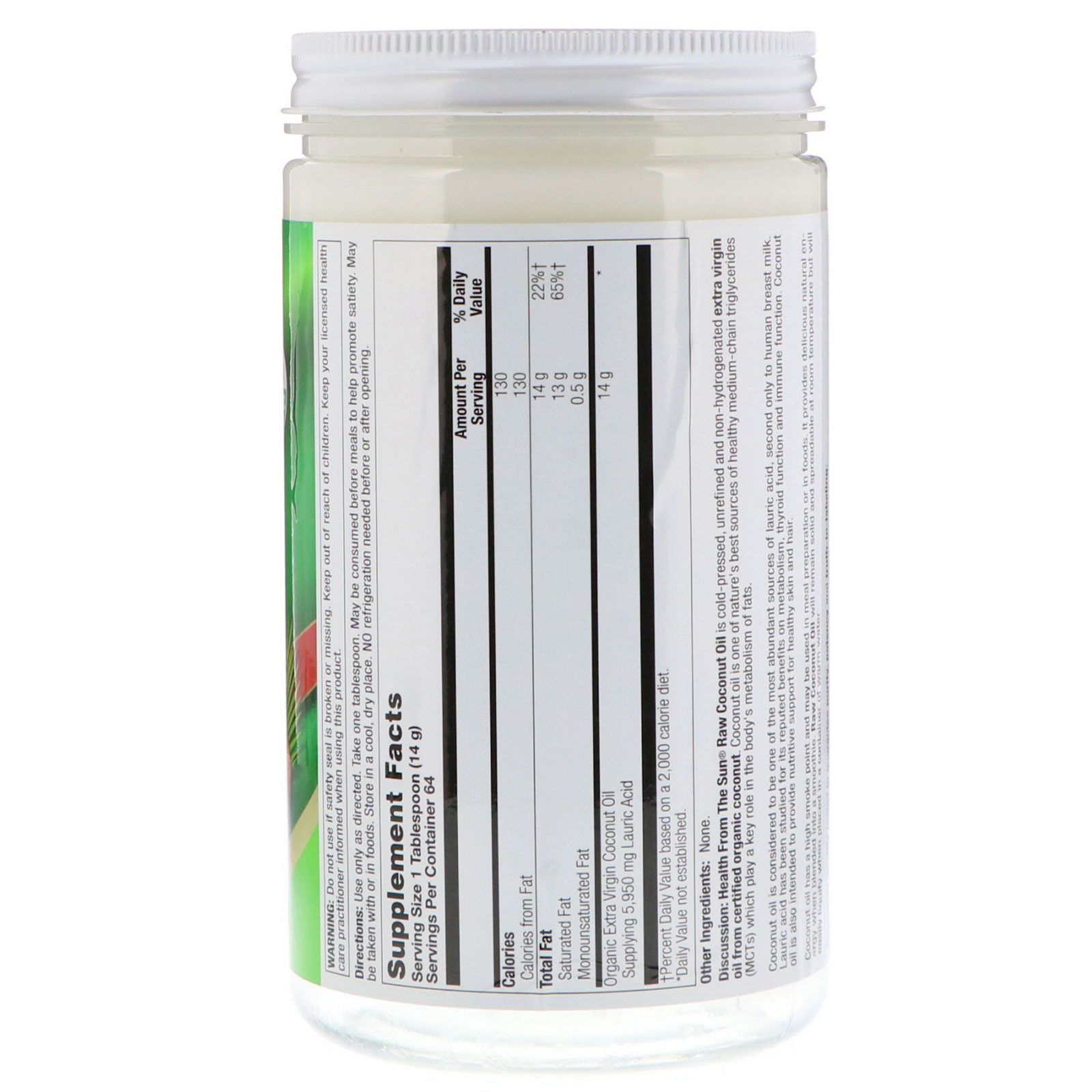 Health From The Sun, Raw Coconut Oil, 32 oz (907 g) - Imagem 2