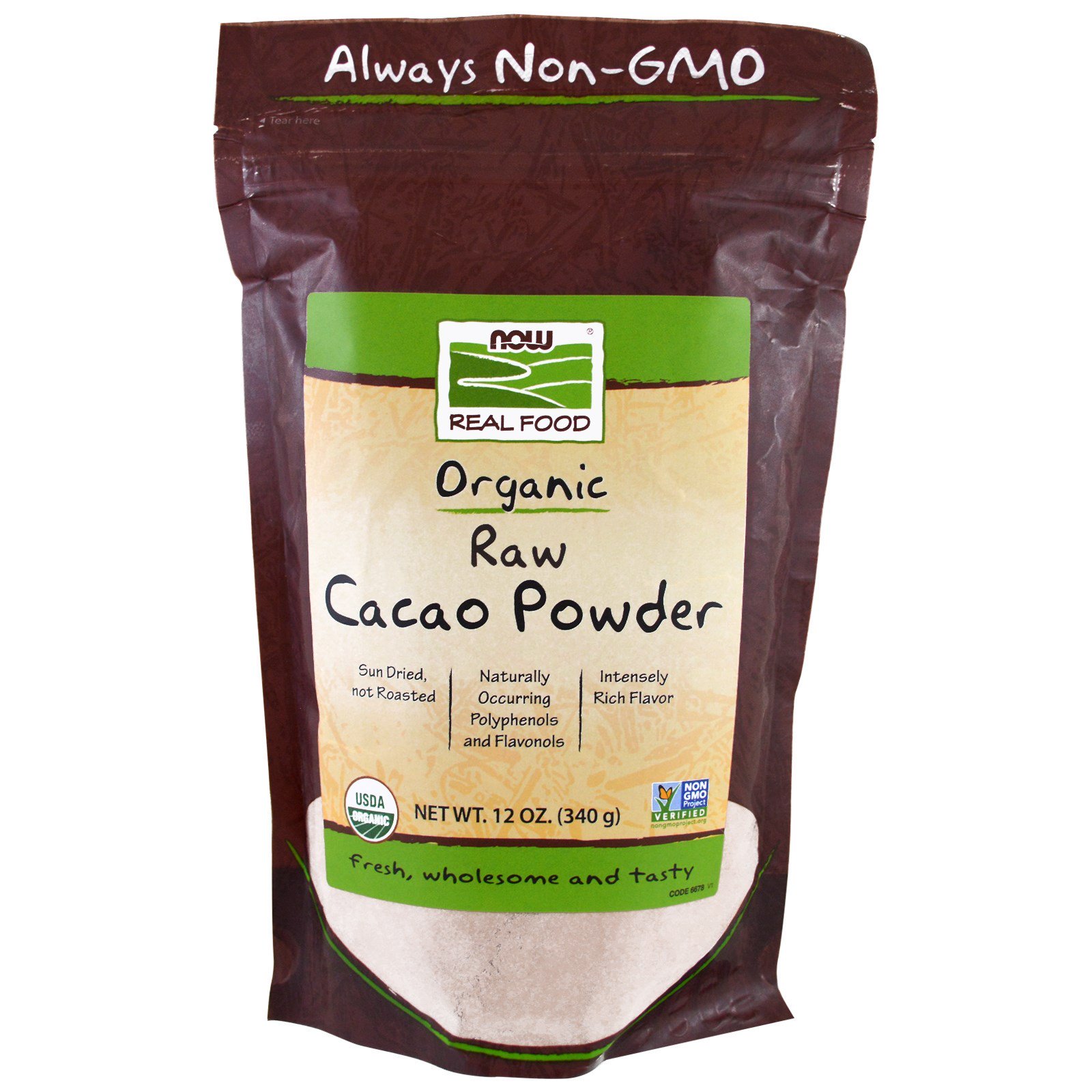 Now Foods, Real Food, Cacau Cru Orgânico em Pó, 340 g (12 oz)