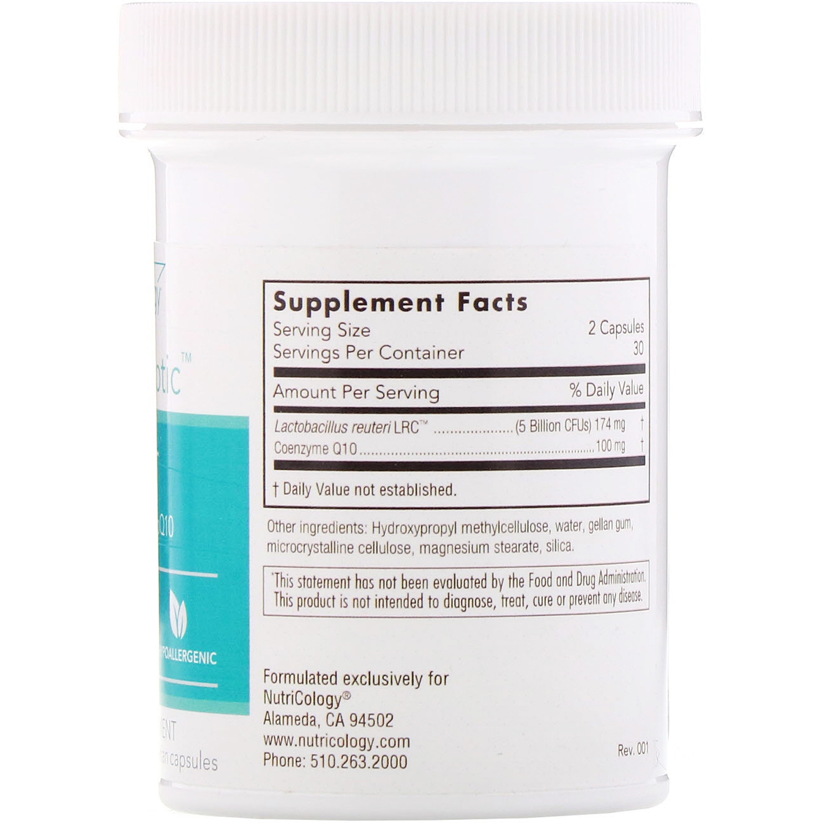 Nutricology, Restore-Biotic, Heart with LRC and CoQ10, 2.5 Billion CFU, 60 Delayed-Release Vegetarian Capsules - Imagem 2