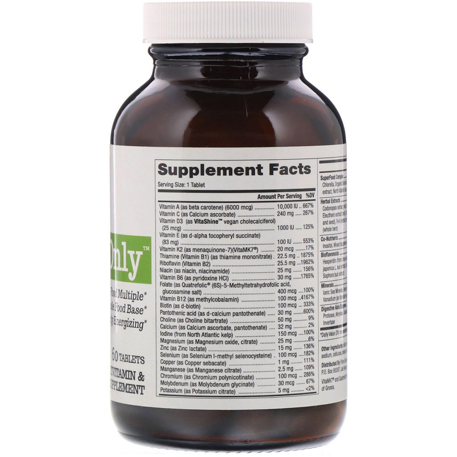 Pure Essence, One 'n' Only, Multivitamin & Mineral, 60 Tablets - Imagem 2