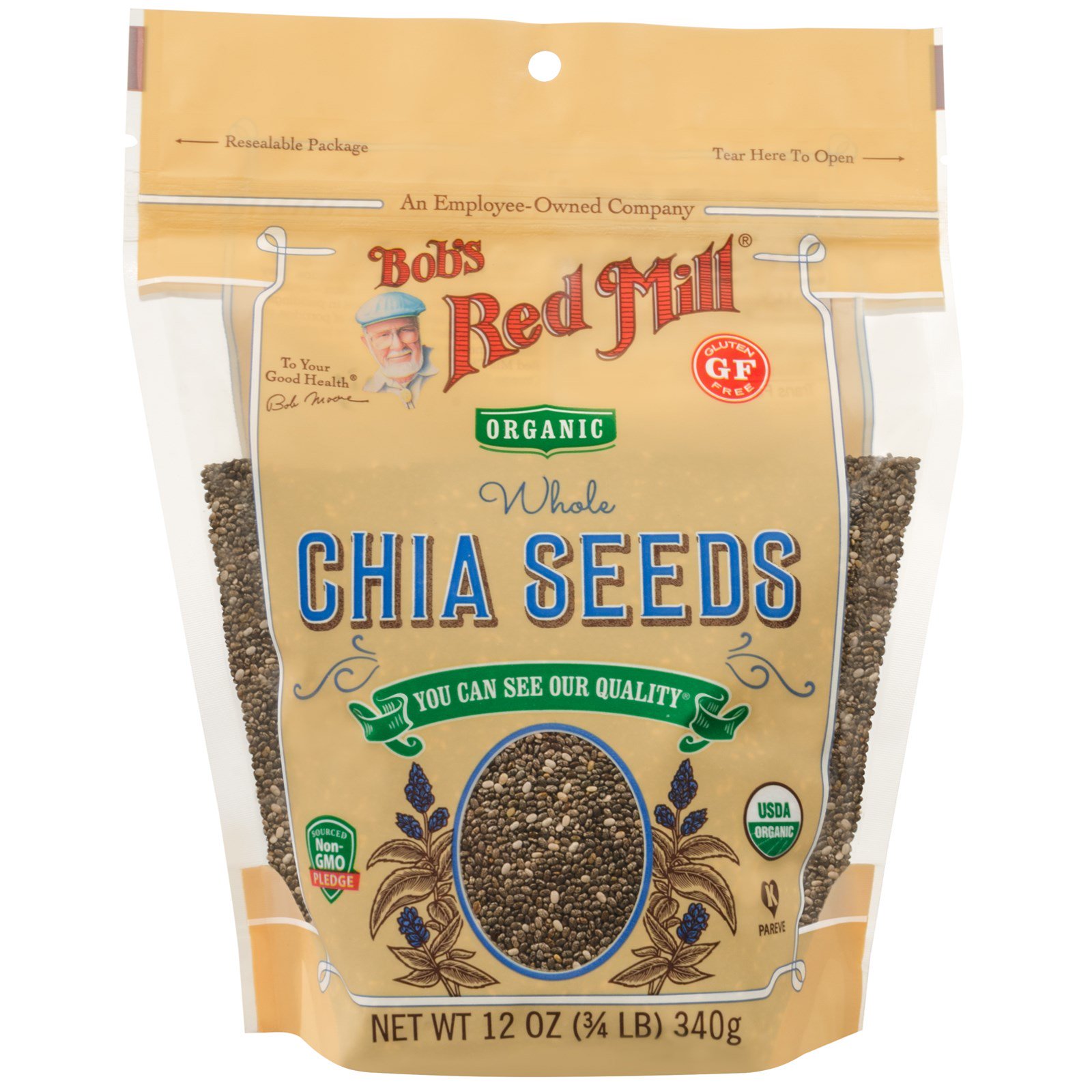 Bob's Red Mill, Sementes de Chia Orgânica Integrais, 12 onças (340 g)
