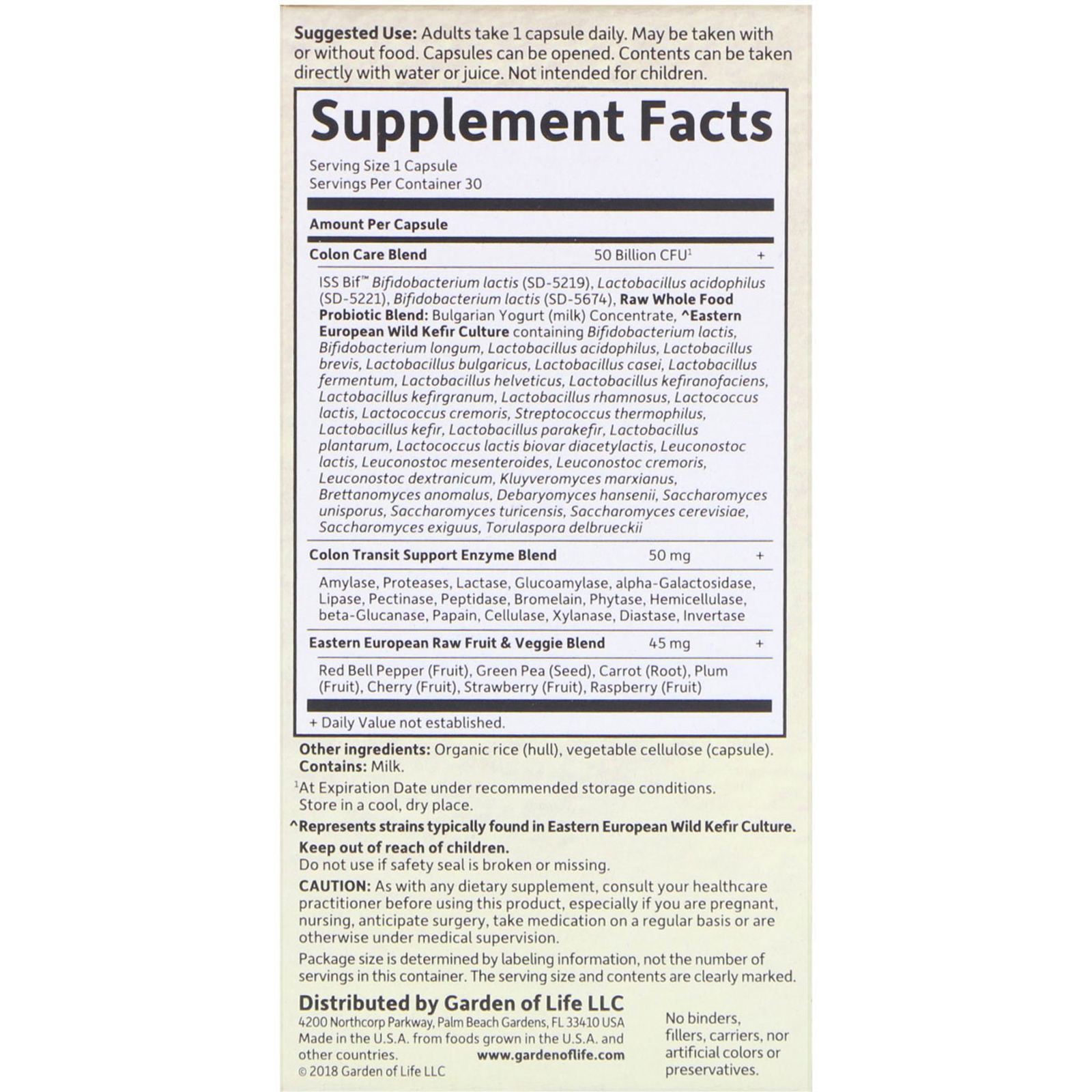 Garden of Life, Raw Probiotics, Colon Care, 30 Cápsulas Vegetais - Imagem 2