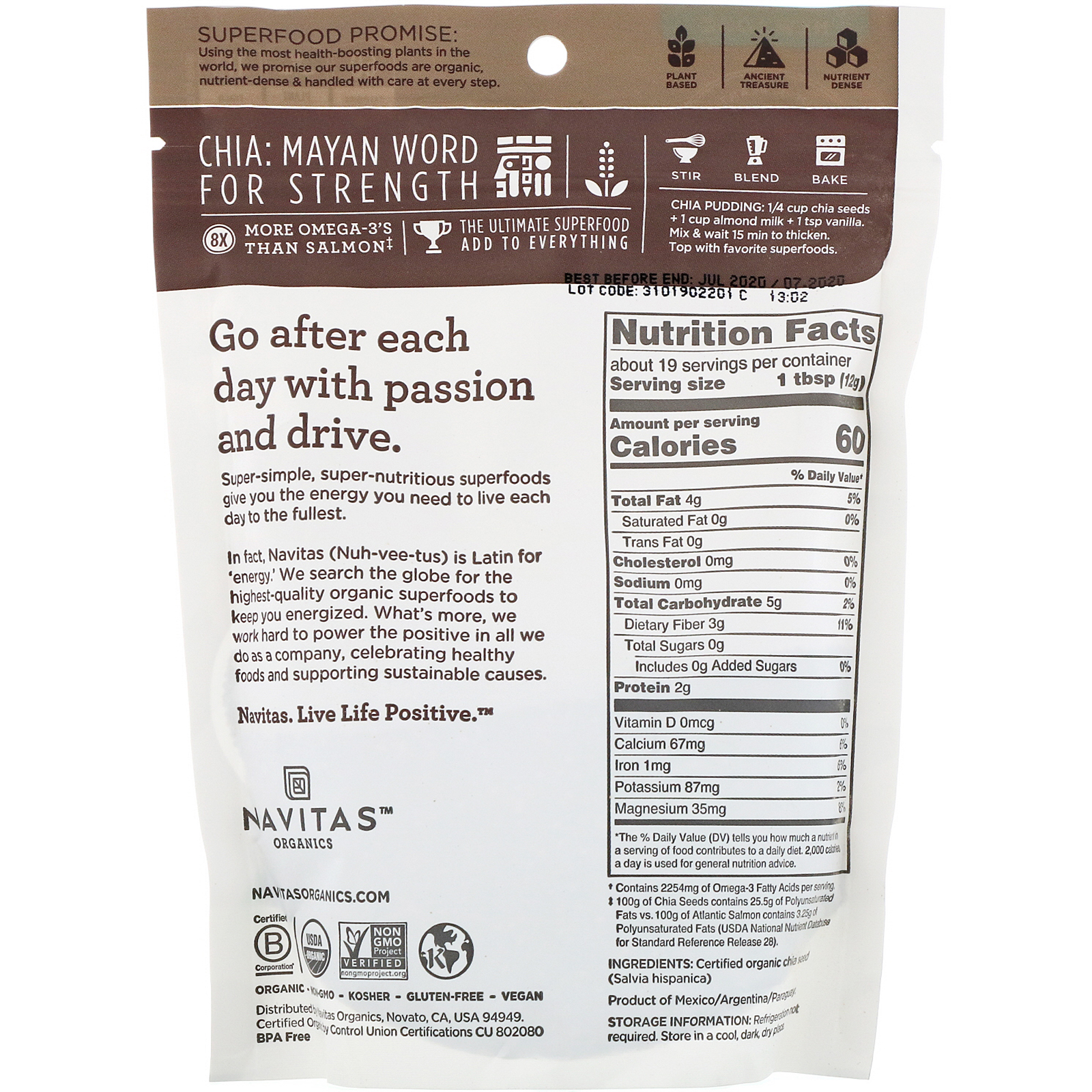 Navitas Organics, Organic Chia Seeds, 8 oz (227 g) - Imagem 2