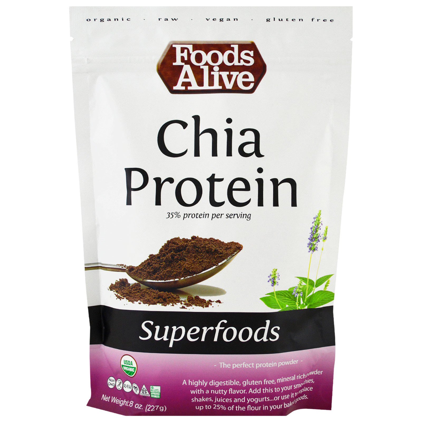 Foods Alive, Superalimentos, Pó de Proteína de Chia, 8 oz (227 g)