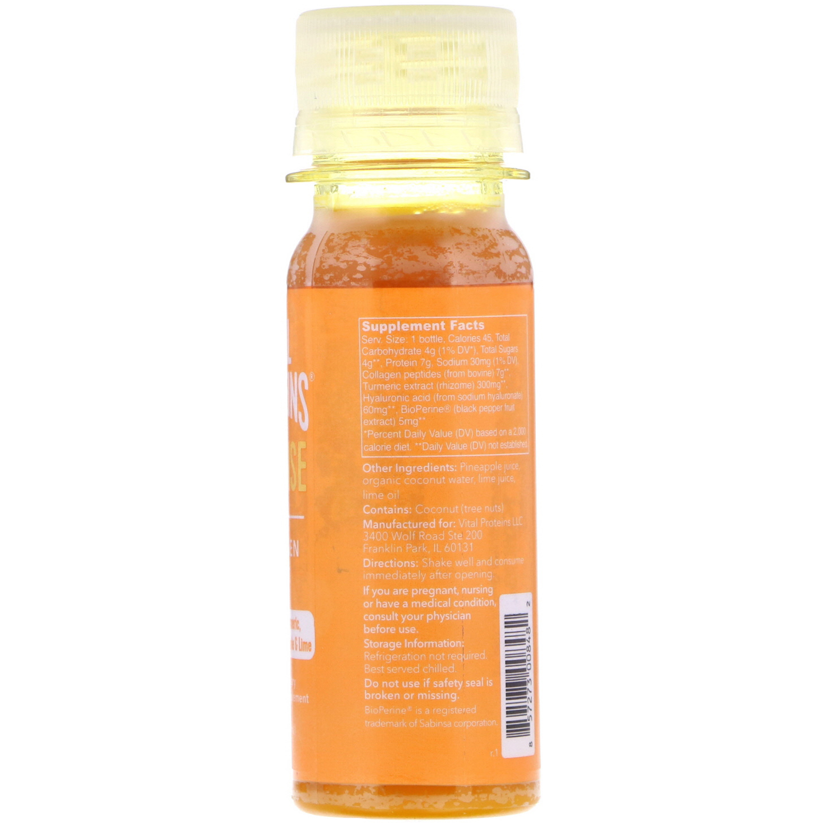 Vital Proteins, Collagen Shot, Defense, Turmeric, Pinapple & Lime, 2 fl oz (59 ml) - Imagem 2