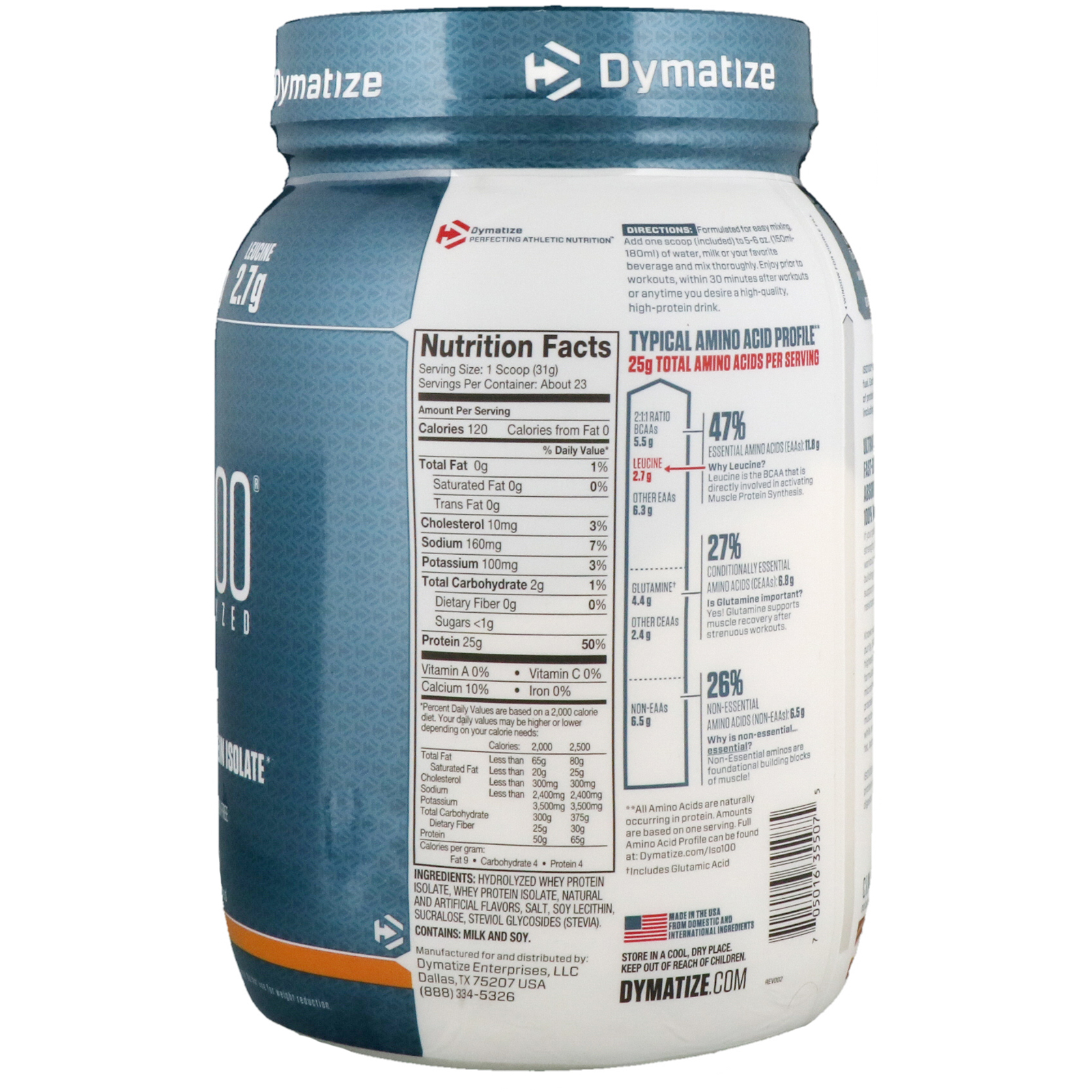 Dymatize Nutrition, ISO 100 Hydrolyzed, 100% Whey Protein Isolate, Cinnamon Bun, 25.6 oz (725 g) - Imagem 2