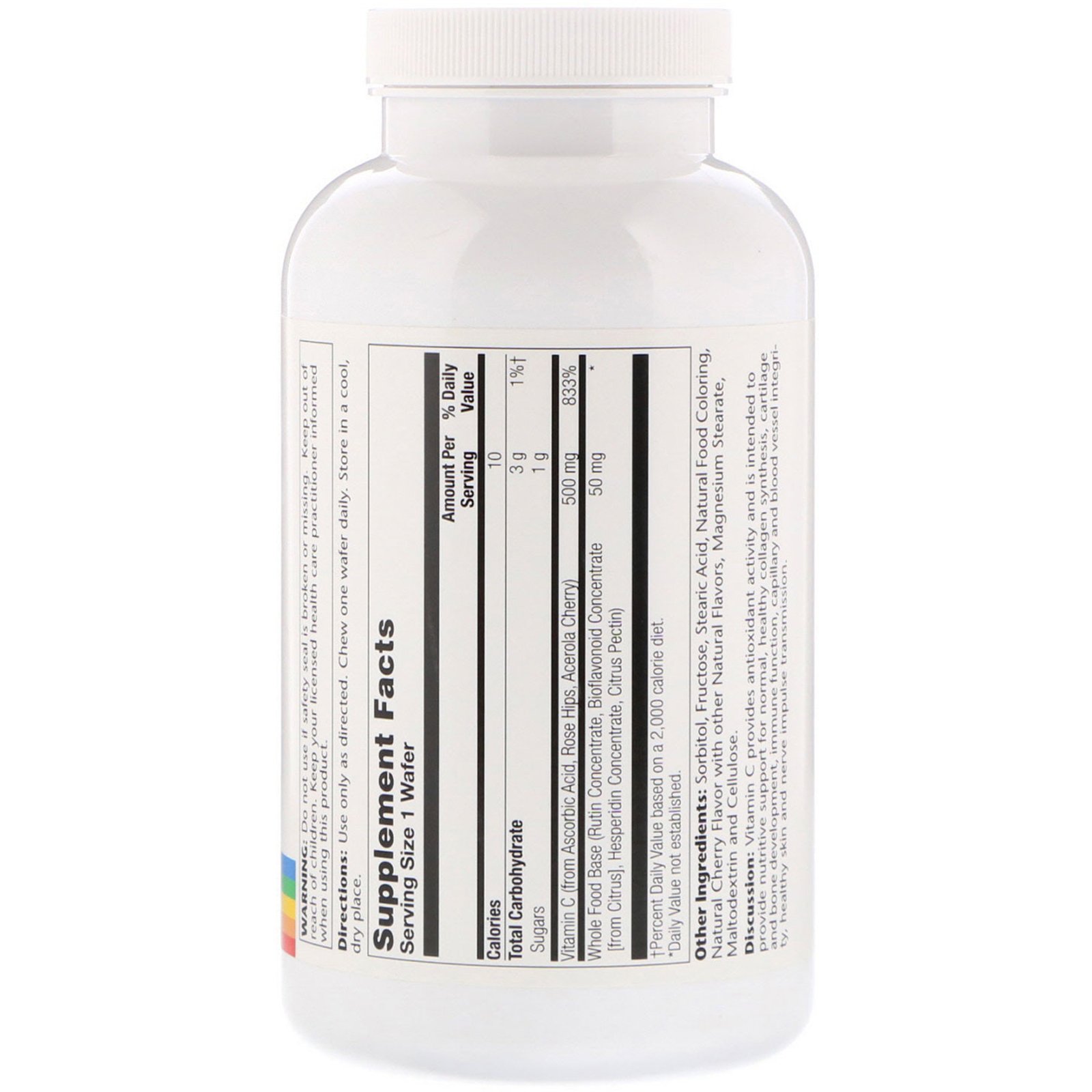 Solaray, Vitamina C Mastigável, Aroma Natural de Cereja, 500 mg, 100 Pastilhas - Imagem 2