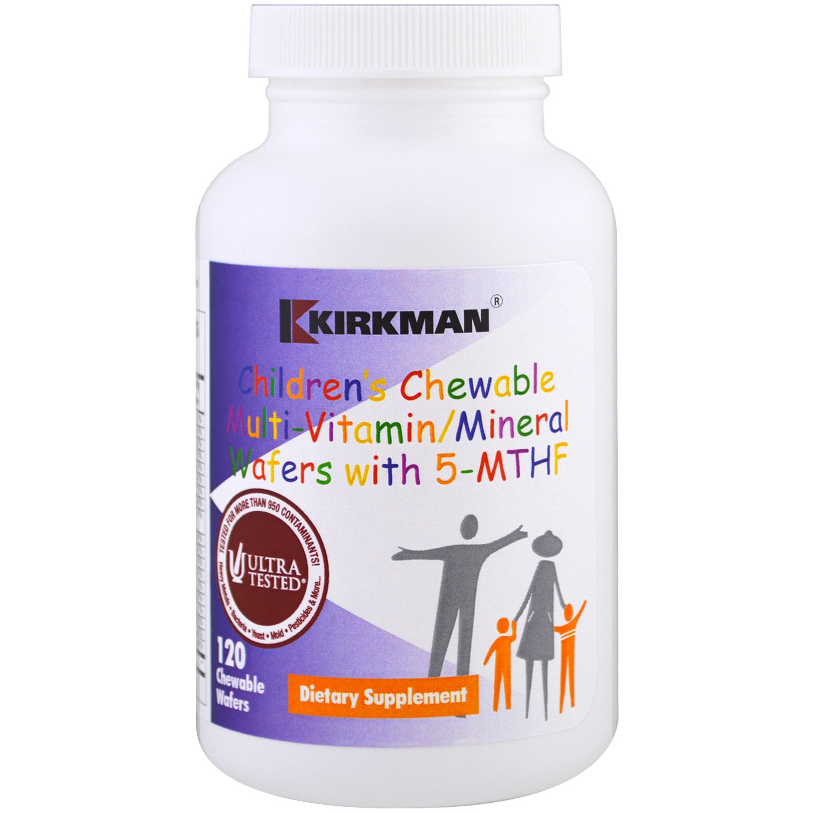 Kirkman Labs, Wafers Multivitamínicos/Minerais Mastigáveis para Crianças com 5-MTHF, 120 Wafers Mastigáveis