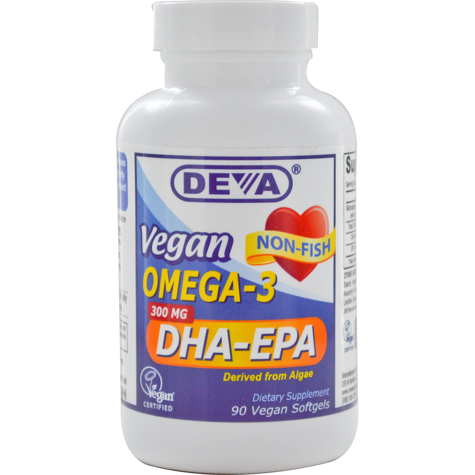 Deva, Ômega-3 Vegano, DHA-EPA, 300 mg, 90 Softgels Veganos