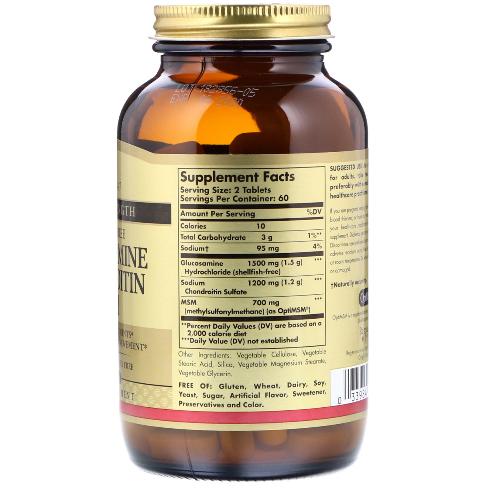 Solgar, Glucosamina Condroitina MSM, Força Tripla, 120 Comprimidos - Imagem 2