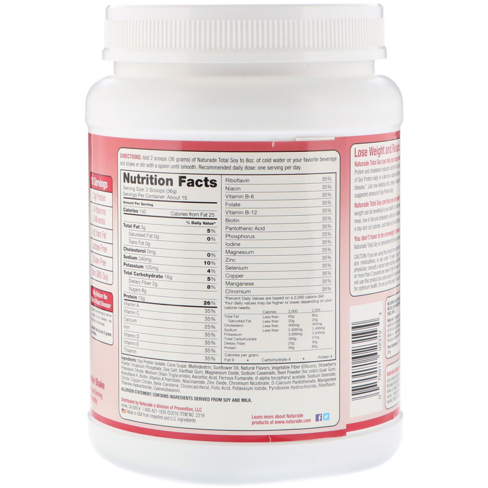 Naturade, Total Soy, Substituto para Refeição, Morango Delícia, 540 g (19,1 oz) - Imagem 2