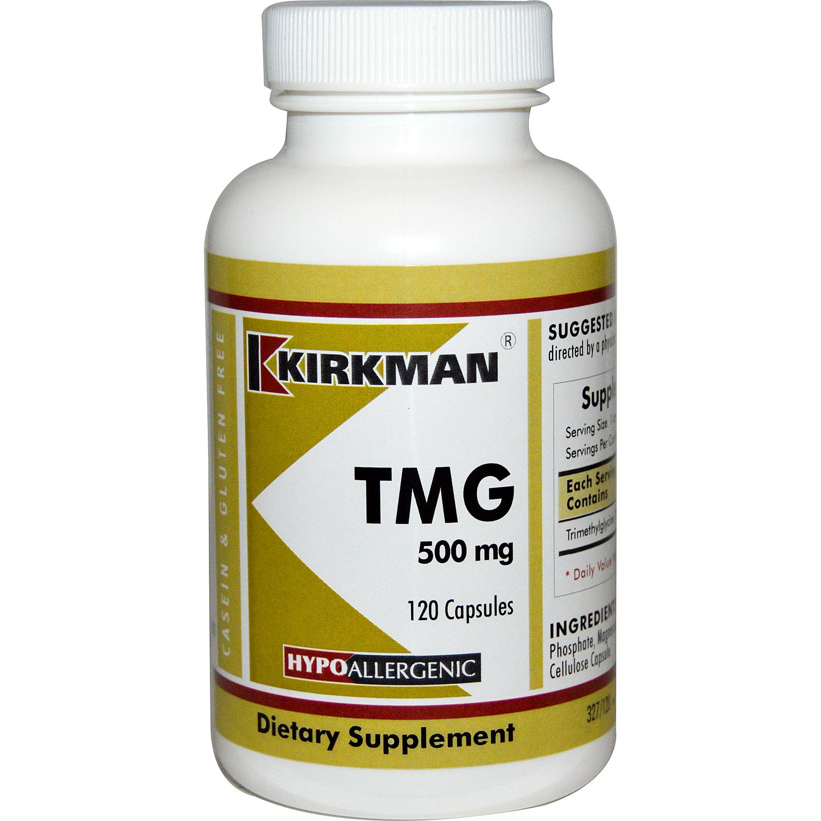 Kirkman Labs, TMG (Trimetilglicina), 500mg, 120 Cápsulas