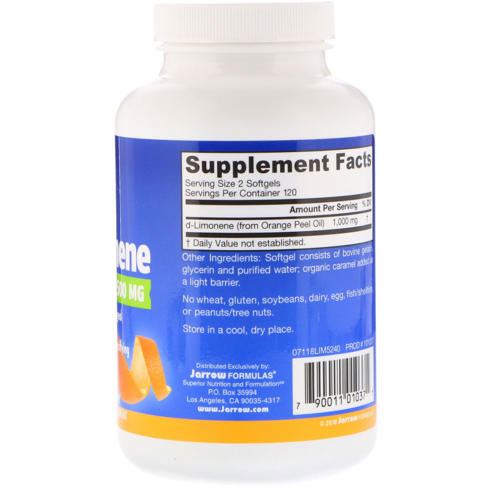 Jarrow Formulas, d-Limoneno, 500 mg, 240 Cápsulas gelatinosas - Imagem 2