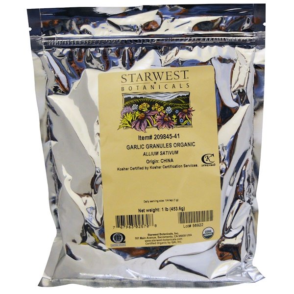 Starwest Botanicals, Alho Granulado Orgânico, 453,6 g (1 lb)