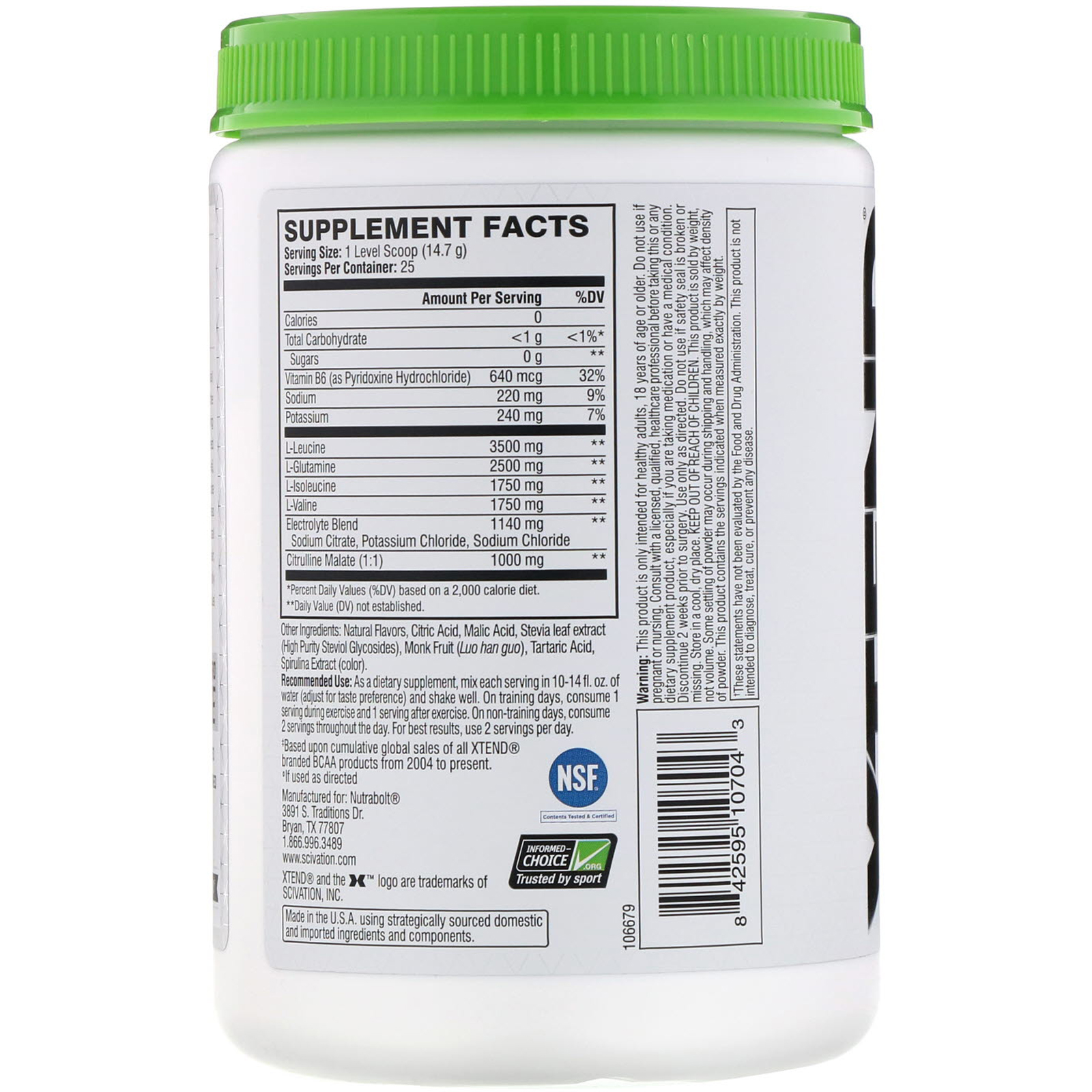 Scivation, Xtend, The Original 7G BCAA, Natural Zero, Limonada de Mirtilo, 13 oz (367,5 g) - Imagem 2
