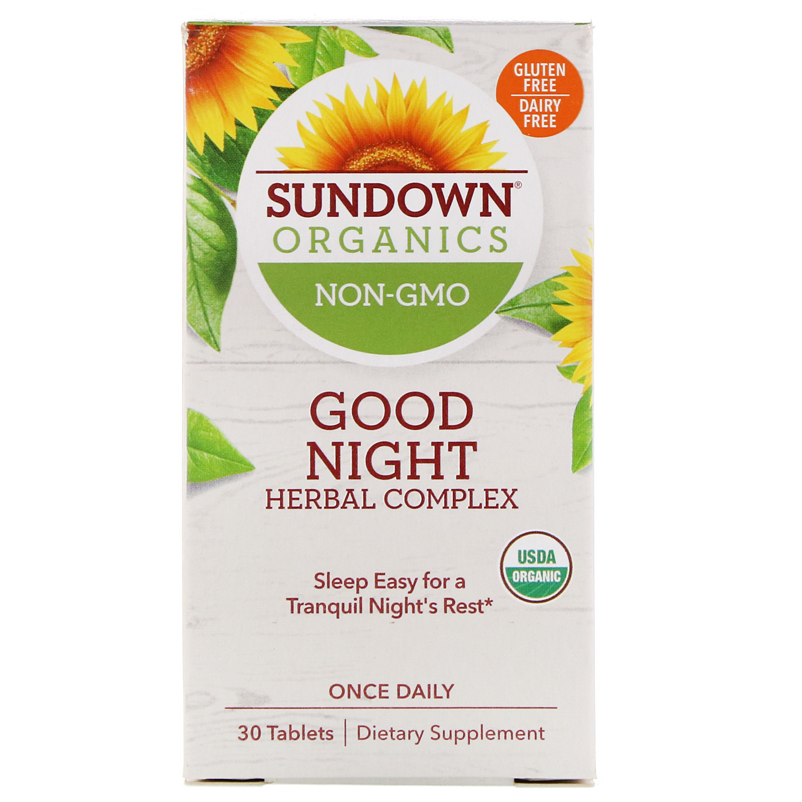 Sundown Organics, Good Night Complexo Herbal, 30 Comprimidos