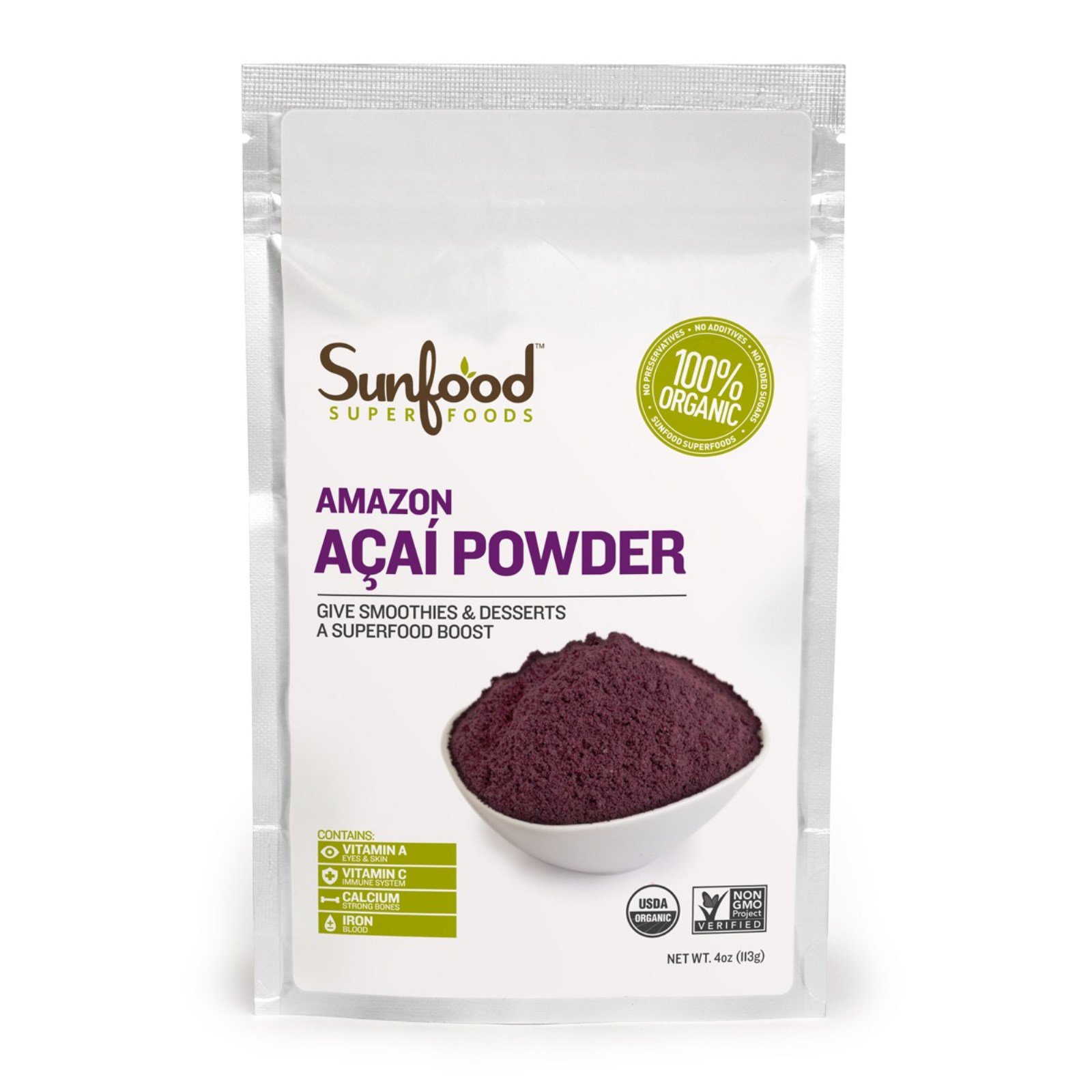 Sunfood, Pó de Açaí da Amazônia, 4 oz (113g)