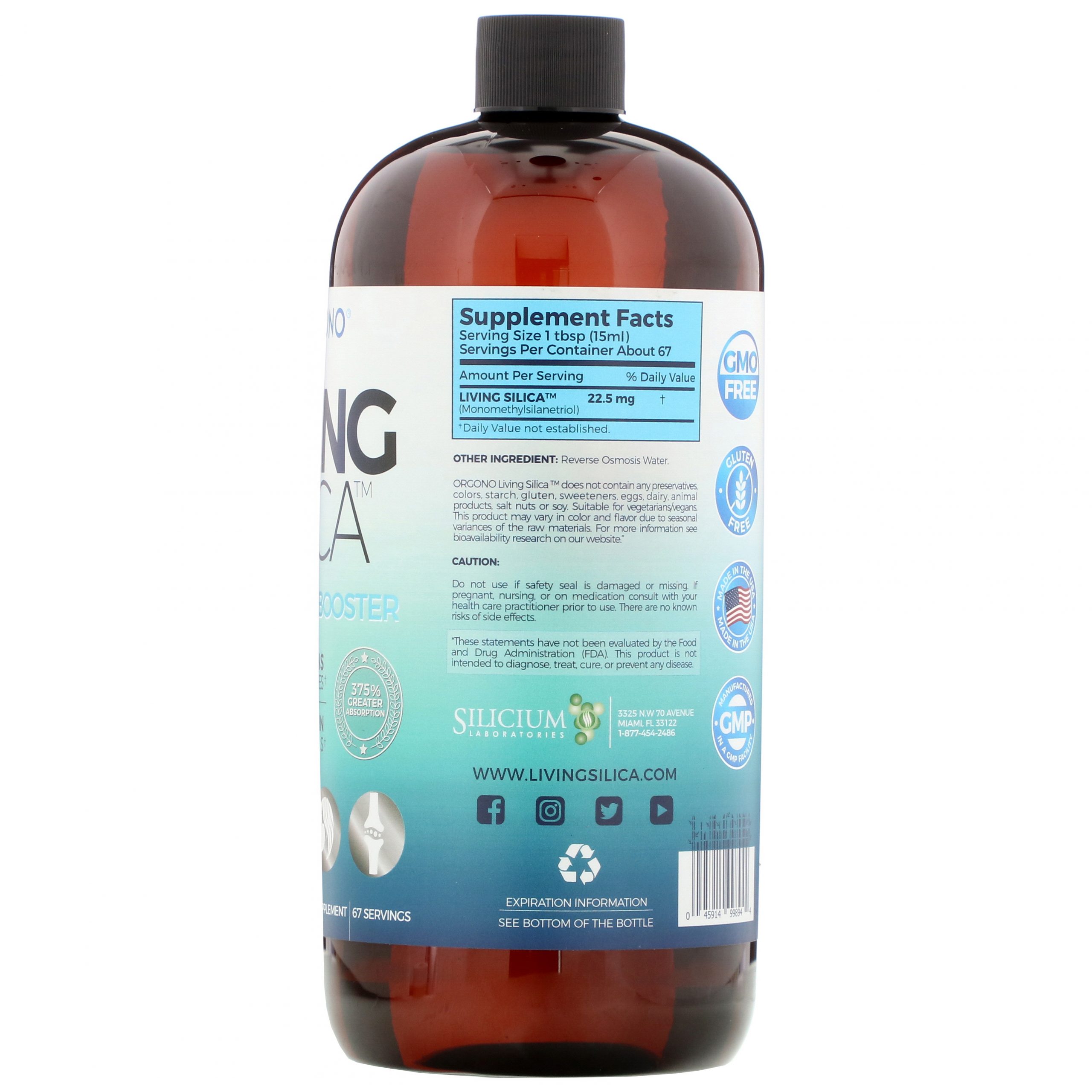Silicium Laboratories , Orgono Living Silica, Collagen Booster, 33.85 fl oz (1000 ml) - Imagem 2