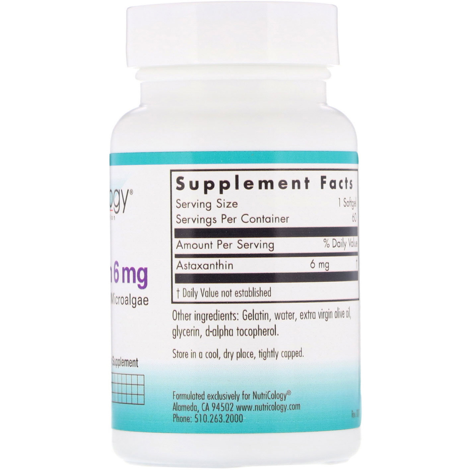 Nutricology, Astaxanthin, 6 mg, 60 Softgels - Imagem 2