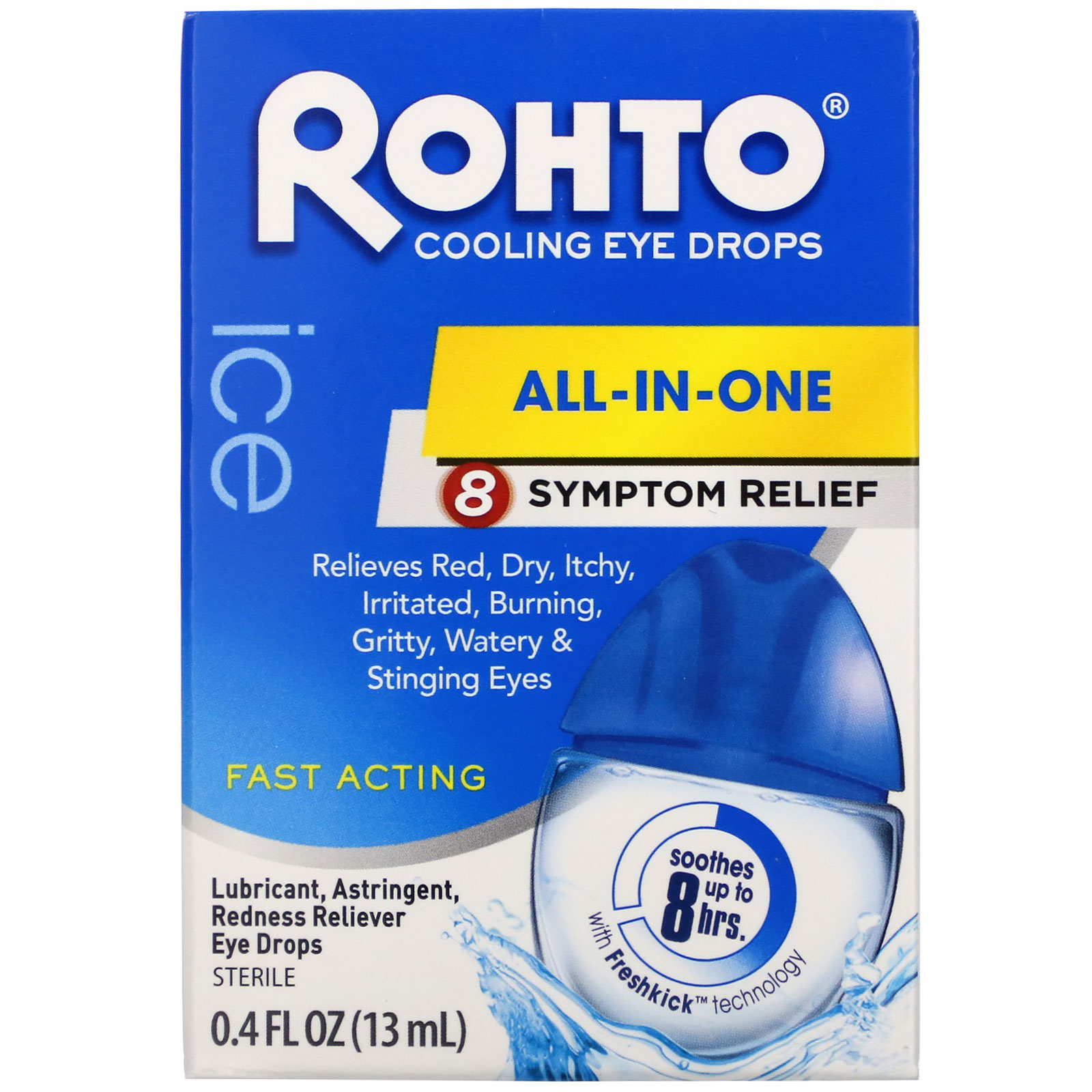 Rohto, Cooling Eye Drops, Ice, All-In-One, 0.4 fl oz (13 ml) - Imagem 2