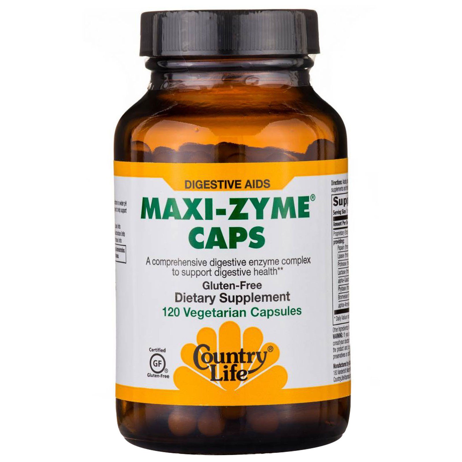 Country Life, Cápsulas Maxi-Zyme, 120 Cápsulas Vegetais