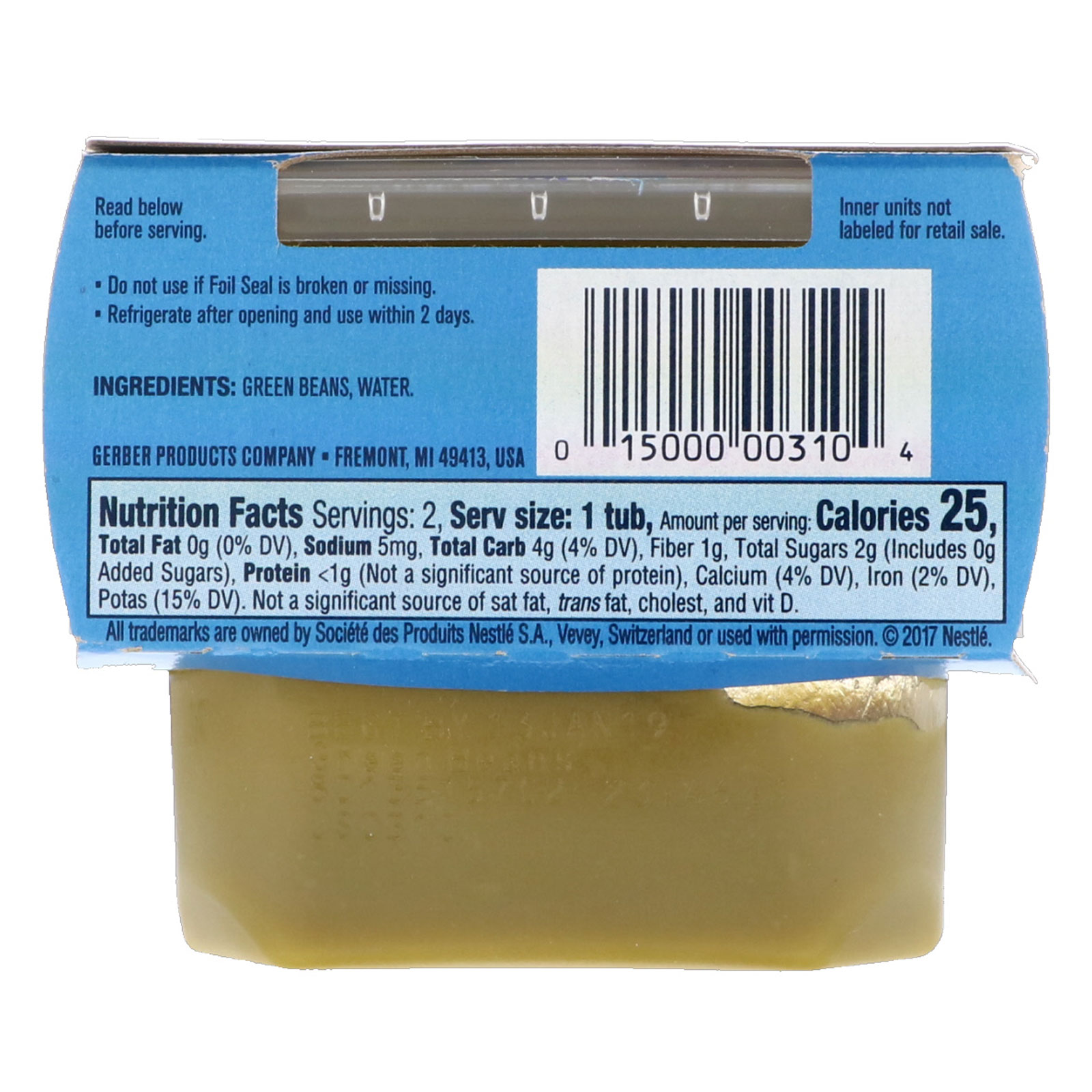 Gerber, Green Bean, 2 Pack, 2 oz (56 g) Each - Imagem 2