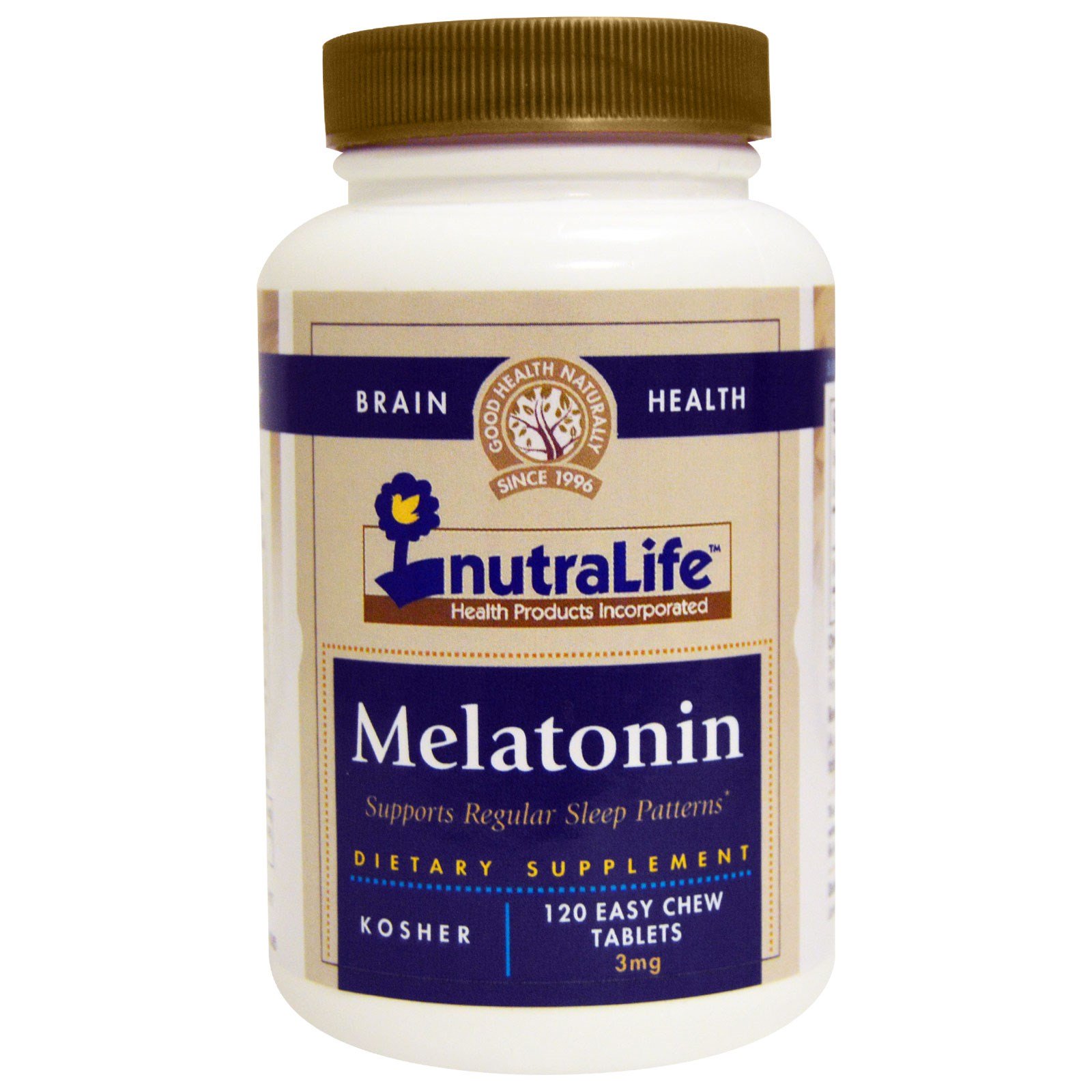 NutraLife, Melatonina, 3 mg, 120 Comprimidos de Fácil Mastigação