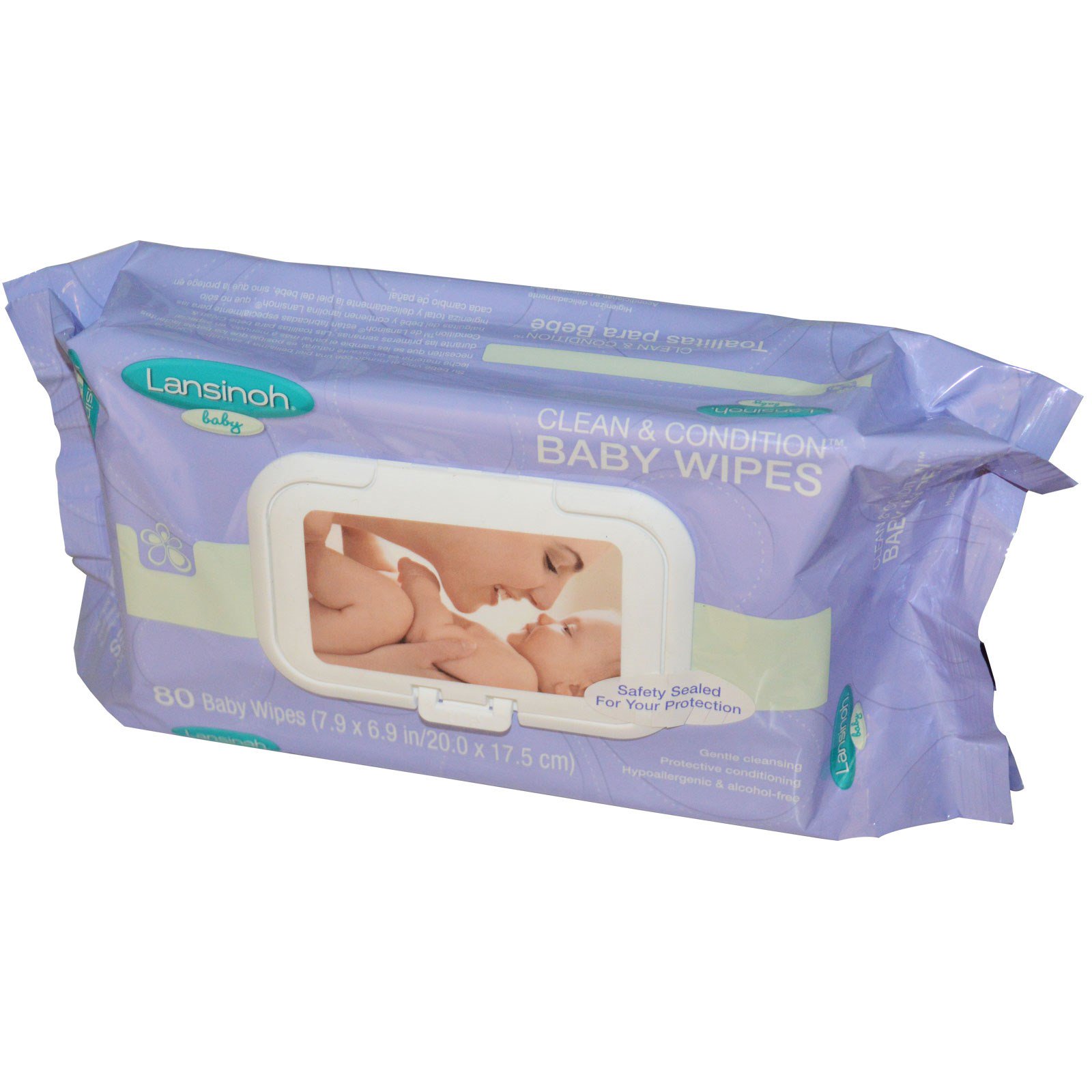Lansinoh, Lenços de Bebê Clean & Condition, 80 Lenços, 7,9 x 6,9 in (20 x 17.5) cm