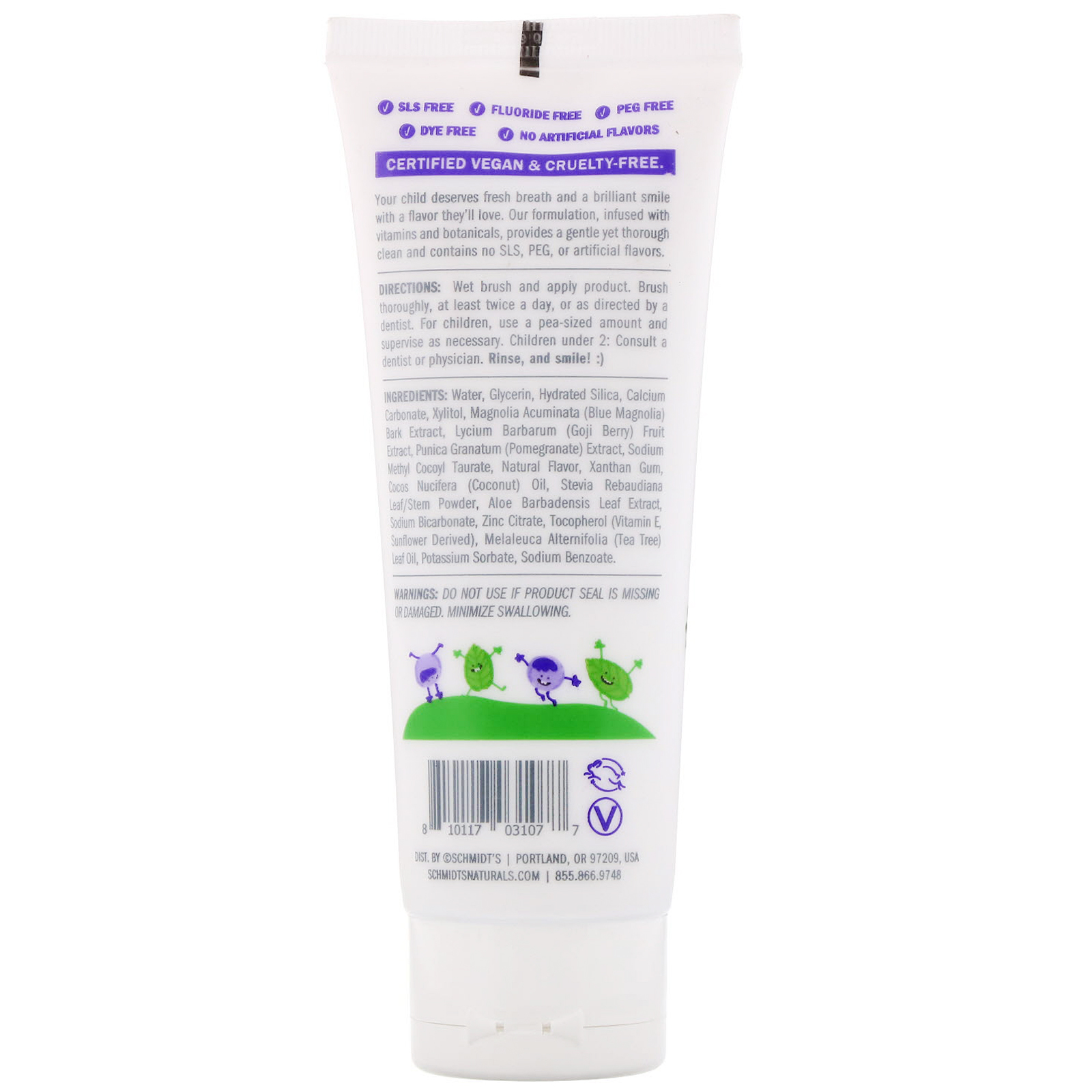 Schmidt's Naturals, Kids Tooth + Mouth Paste, Mint + Berry , 4.7 oz (133 g) - Imagem 2