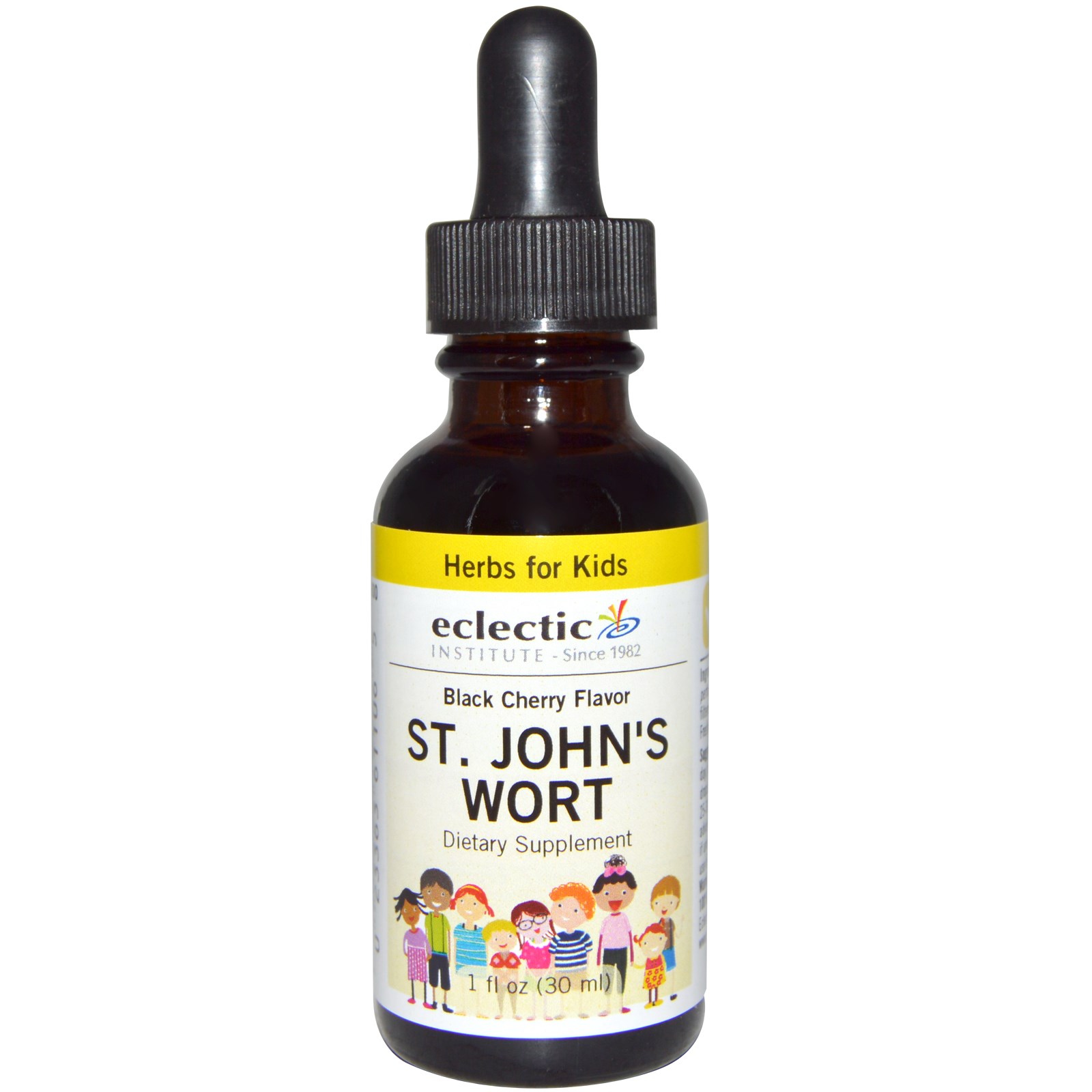 Eclectic Institute, Ervas Para Crianças, Erva de São João, Sabor Cereja Preta, 1 fl oz (30 ml)