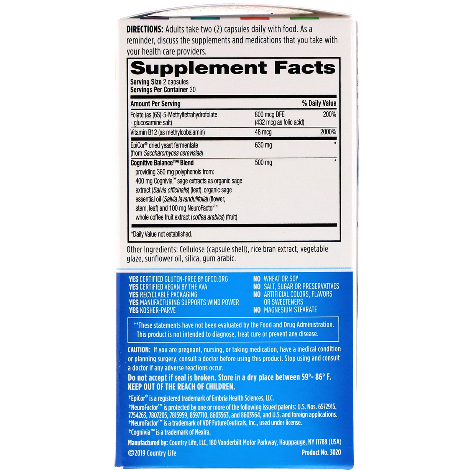 Country Life, Gut Connection, Cognitive Balance, 60 Vegan Capsules - Imagem 2