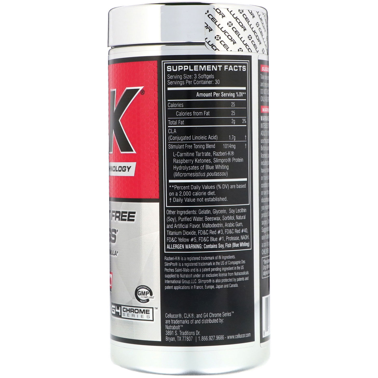 Cellucor, CLK, Perda de Gordura Sem Estimulantes, Sabor de Framboesa, 90 Cápsulas Softgel - Imagem 2