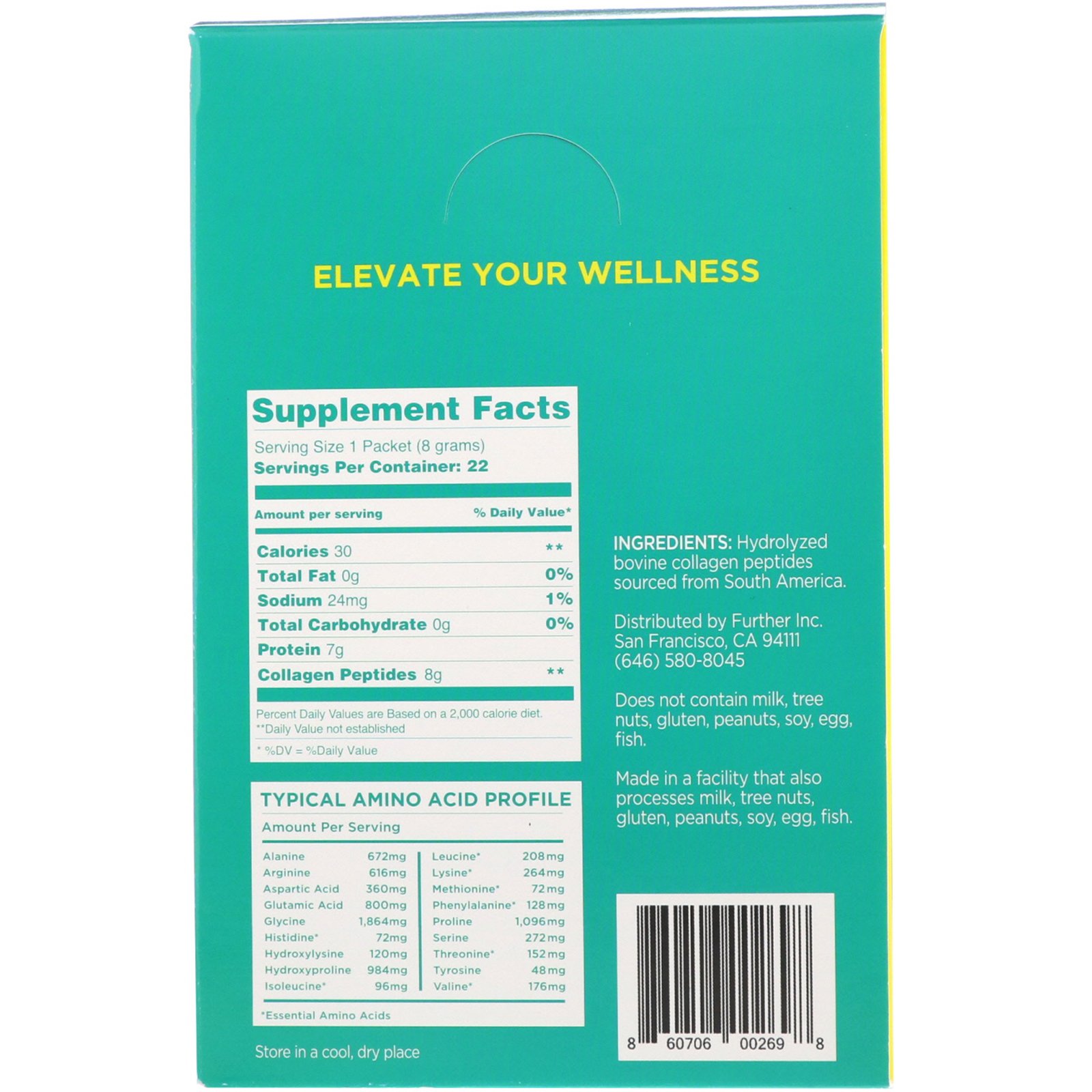Further Food, Collagen Peptides, Unflavored, 22 Packs, 0.28 oz (8 g) Each - Imagem 2