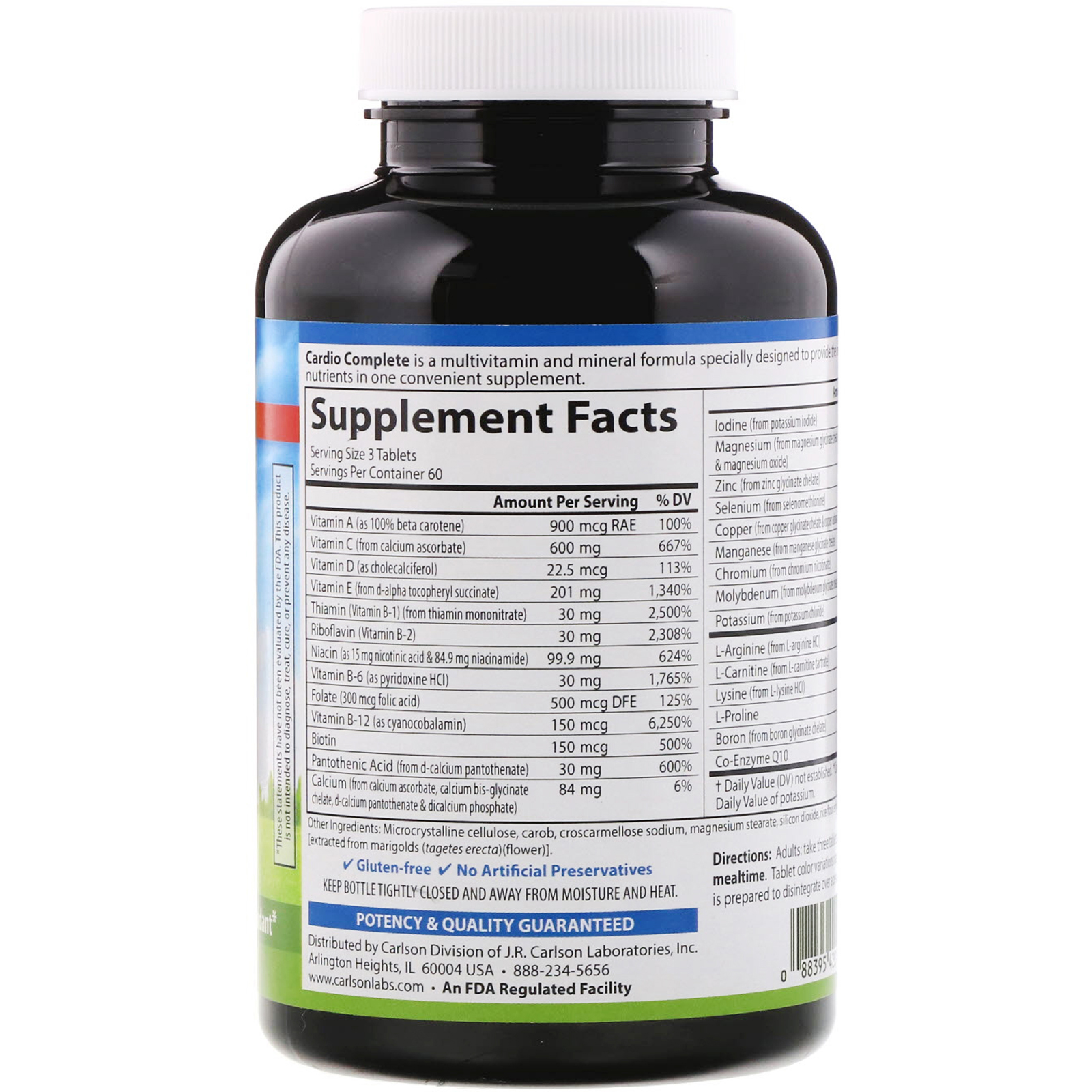 Carlson Labs, Cardio Complete, Advanced Cardiovascular Multi, 180 Tablets - Imagem 2