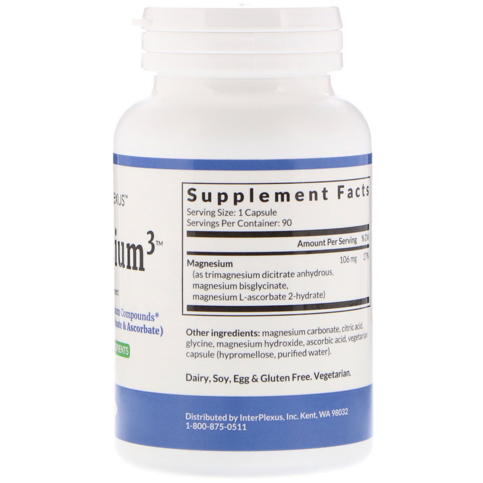 InterPlexus , Magnesium3, 90 Cápsulas - Imagem 2