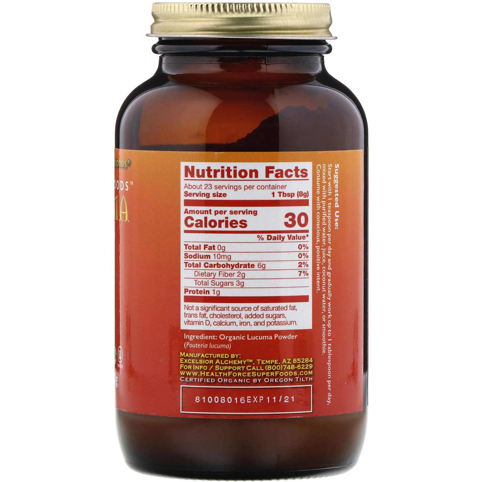 HealthForce Superfoods, Integrity Foods, Lúcuma, 6,3 oz (180 g) - Imagem 2